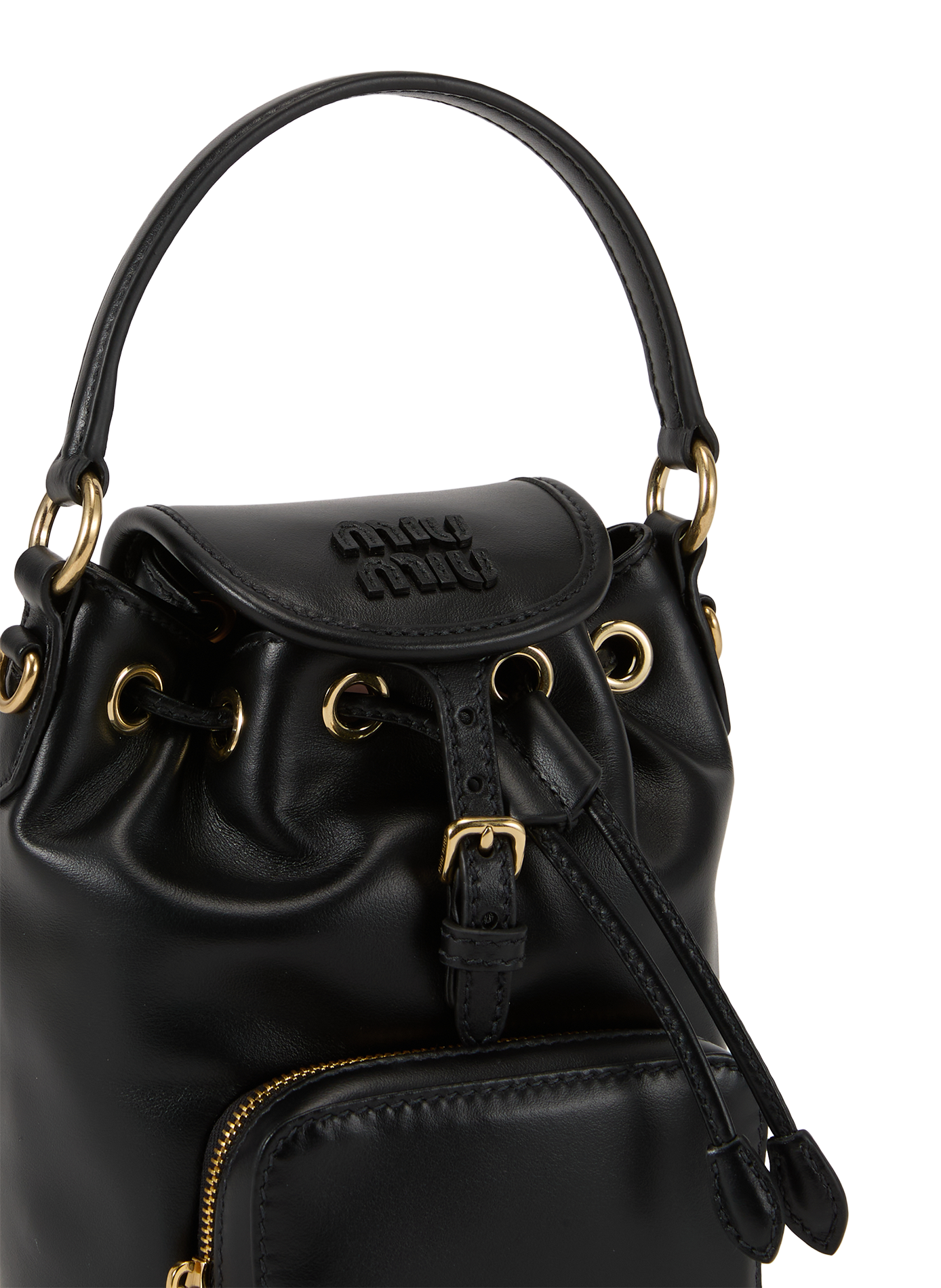 Mini sac à dos en cuir de veau MIU MIU Noir