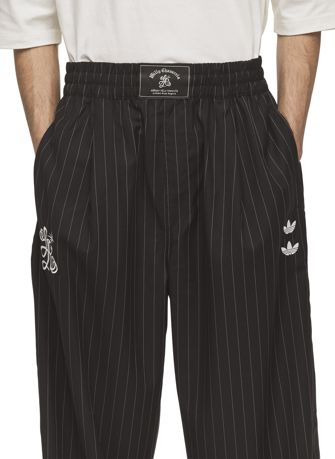 Wide-leg striped trousers in mixed merino wool ADIDAS Grey
