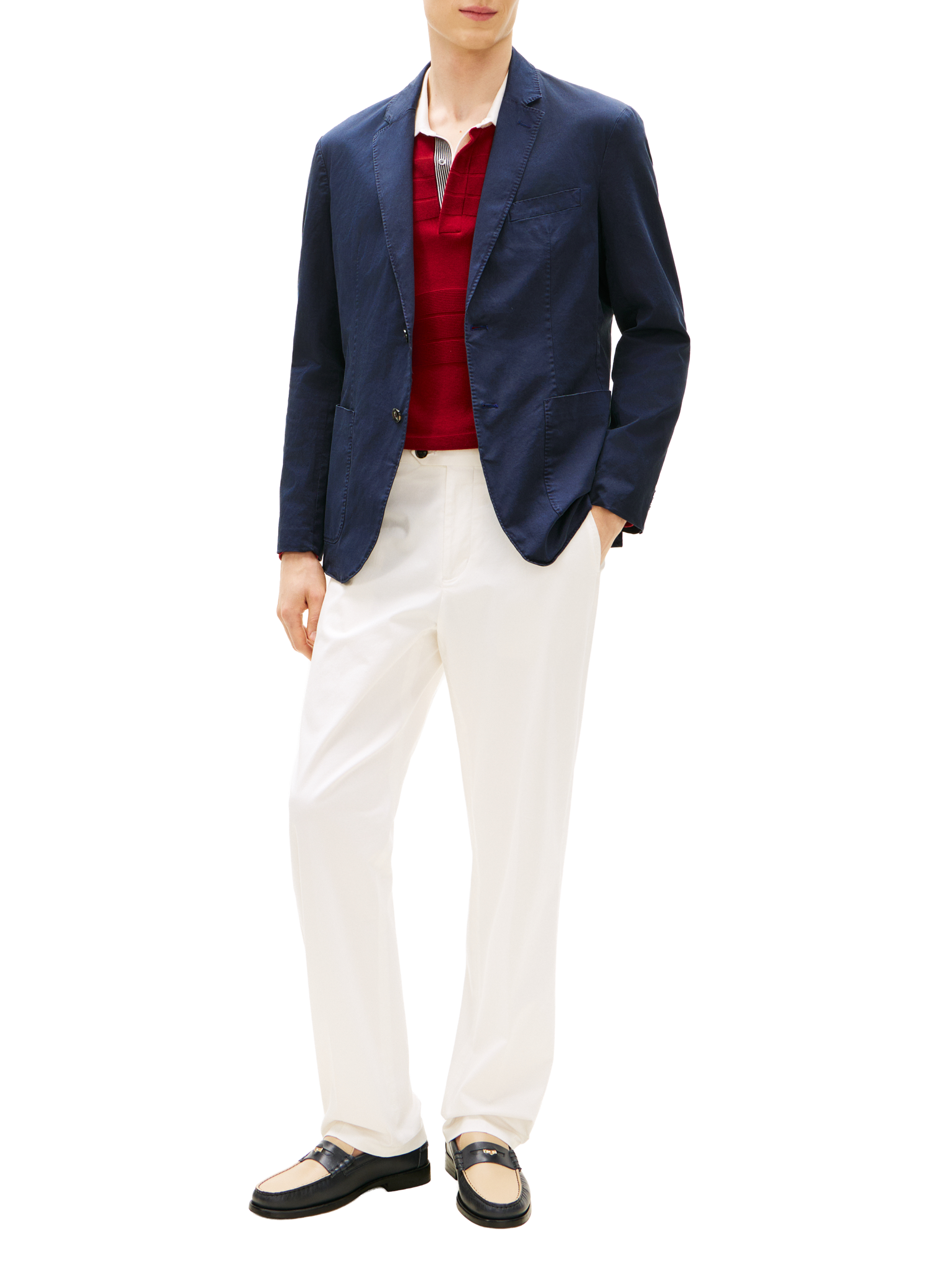 Blazer droit en coton mélangé TOMMY HILFIGER Bleu