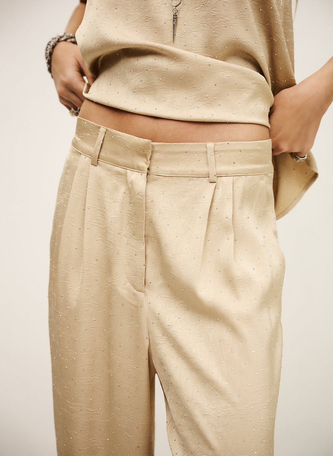 Pantalon large à studs deloy BA&SH Doré