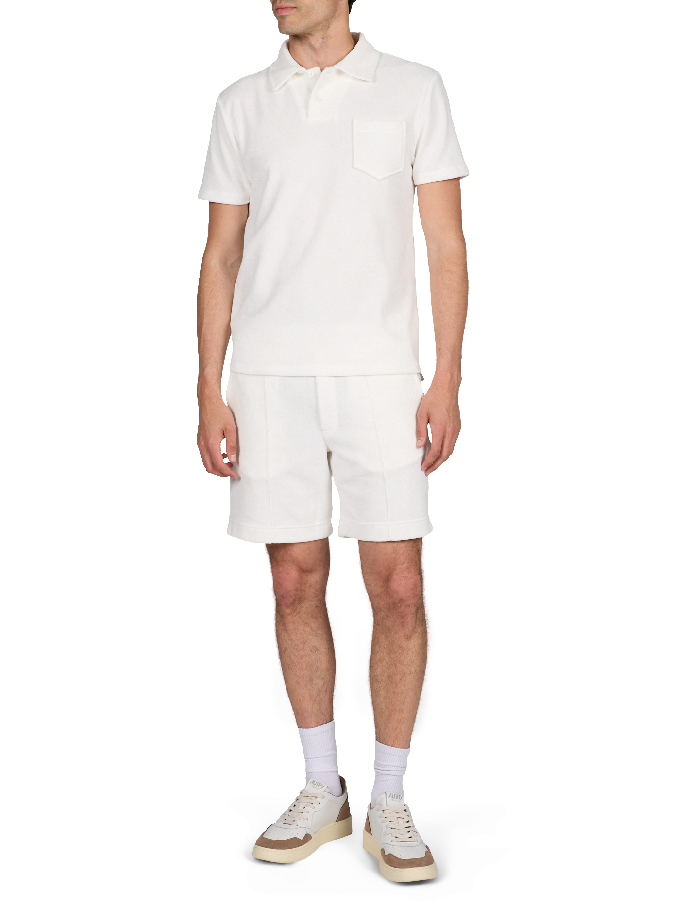 Short éponge en coton mélangé AURELIEN Blanc