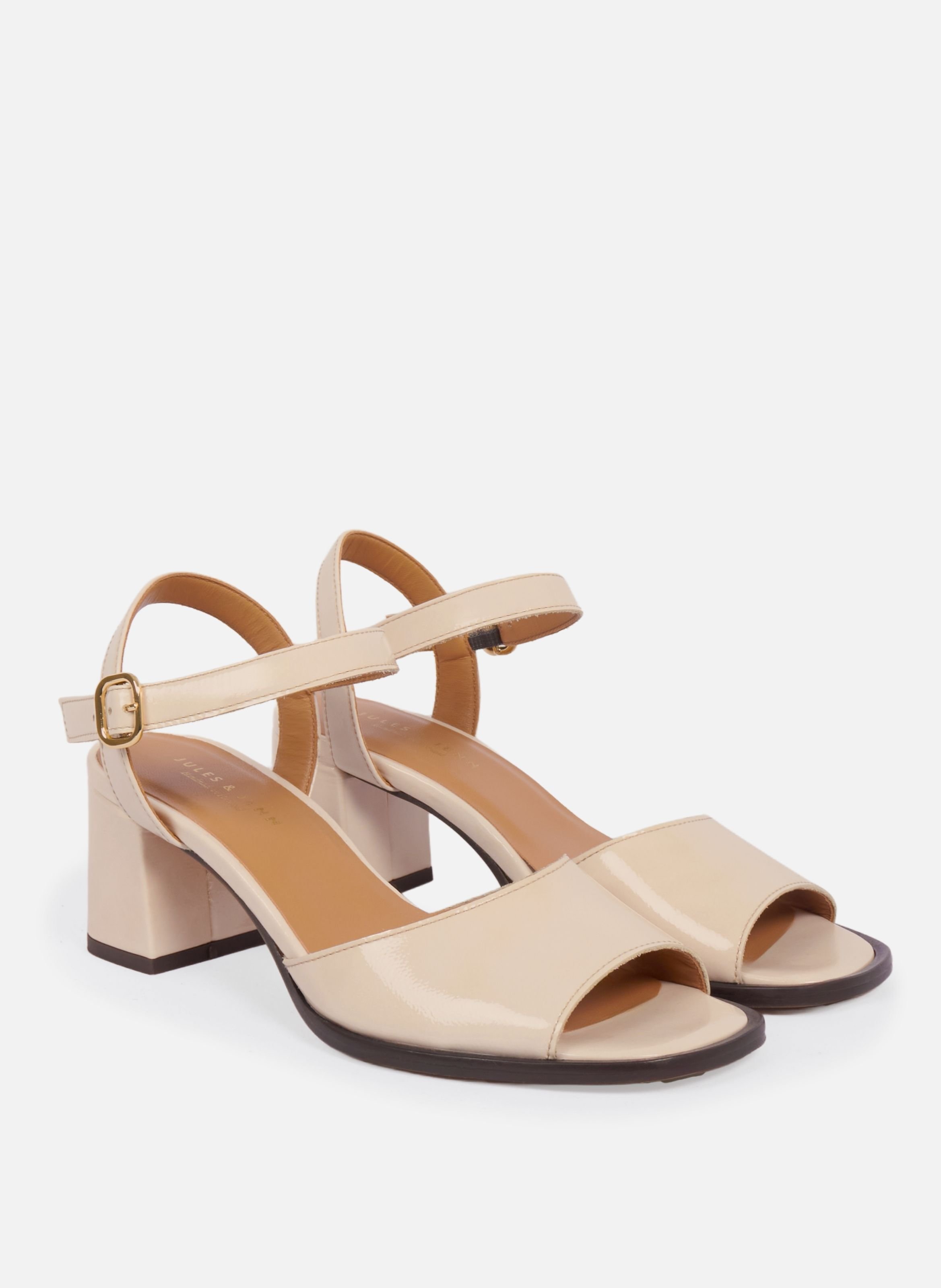 Sandales talon anouk cuir vernis JULES & JENN Beige