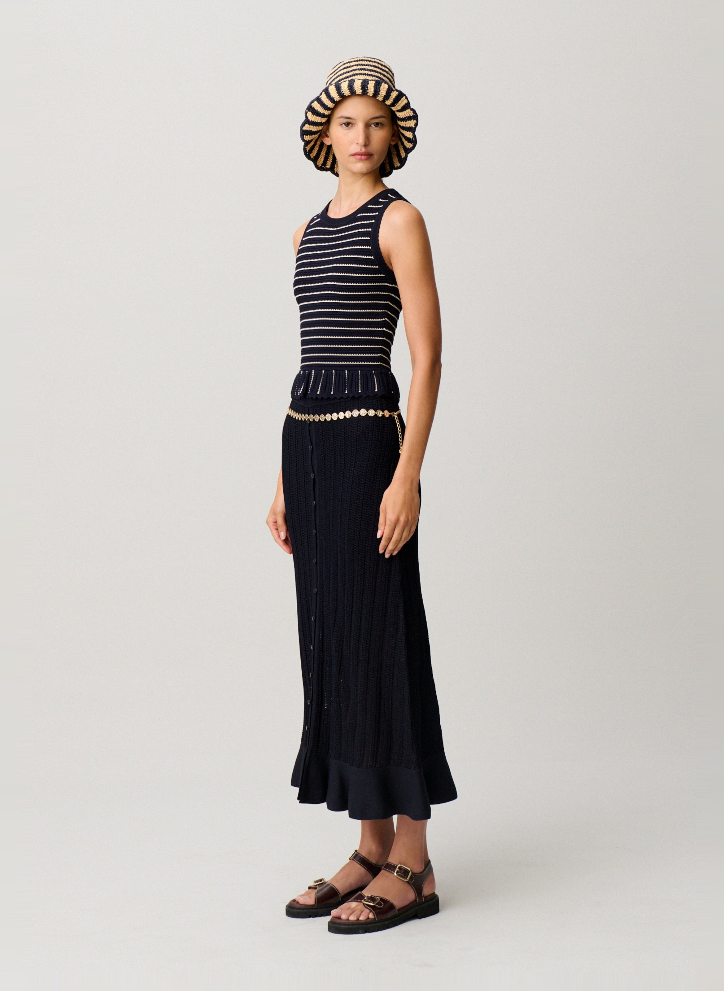 Jupe longue en crochet CLAUDIE PIERLOT Bleu