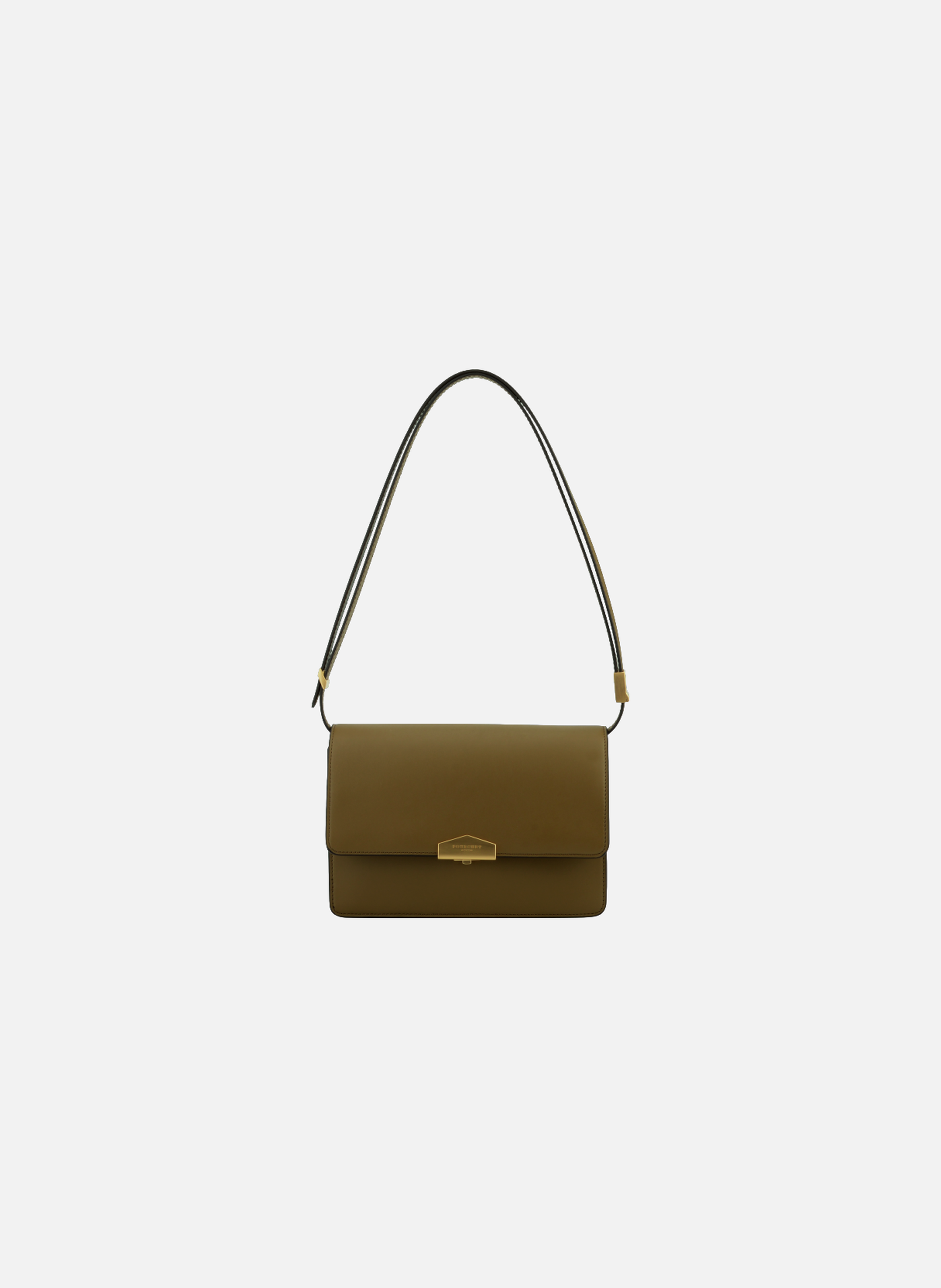 Anjou | sac porté épaule mm en cuir lisse POURCHET Kaki