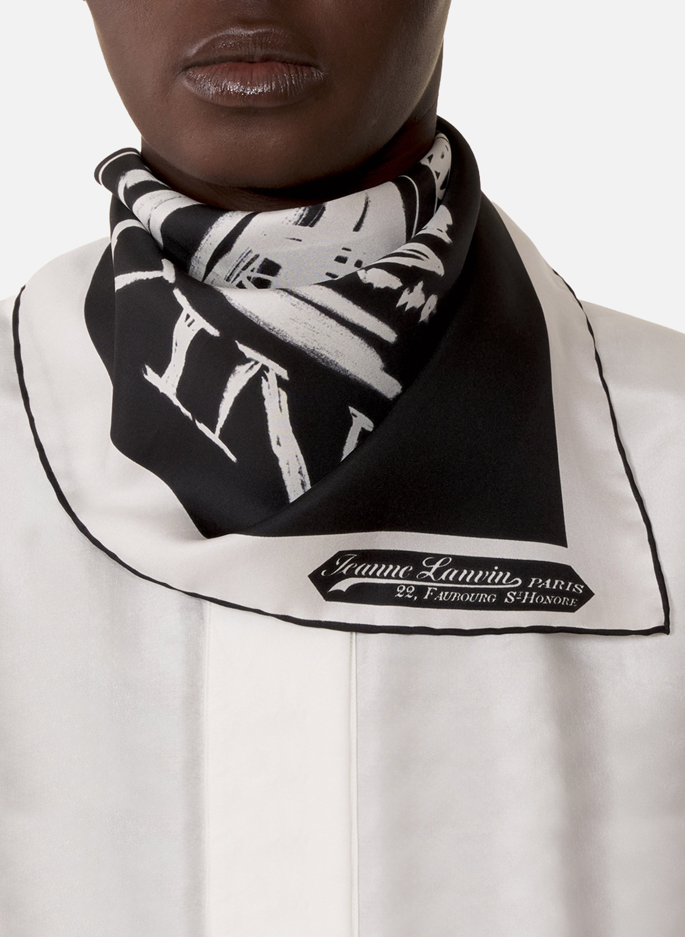Foulard en soie imprimé mère & enfant LANVIN Gris