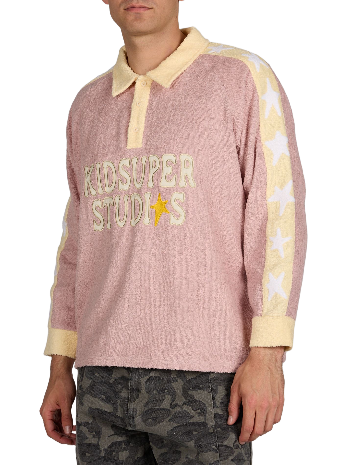 Sweat à col polo en tissu éponge de coton KIDSUPER Rose