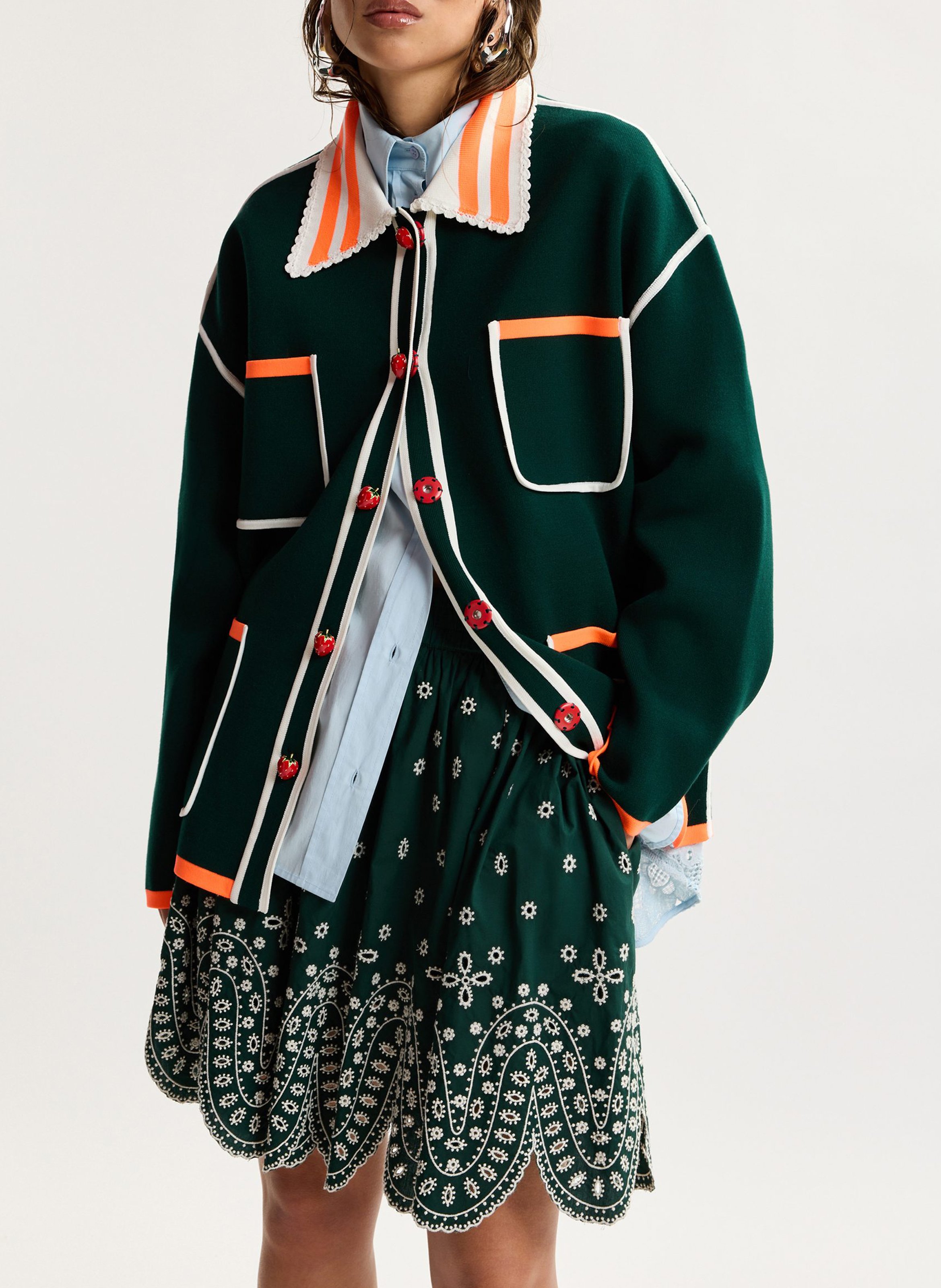 Cardigan oversize col classique kokorico ESSENTIEL ANTWERP Vert