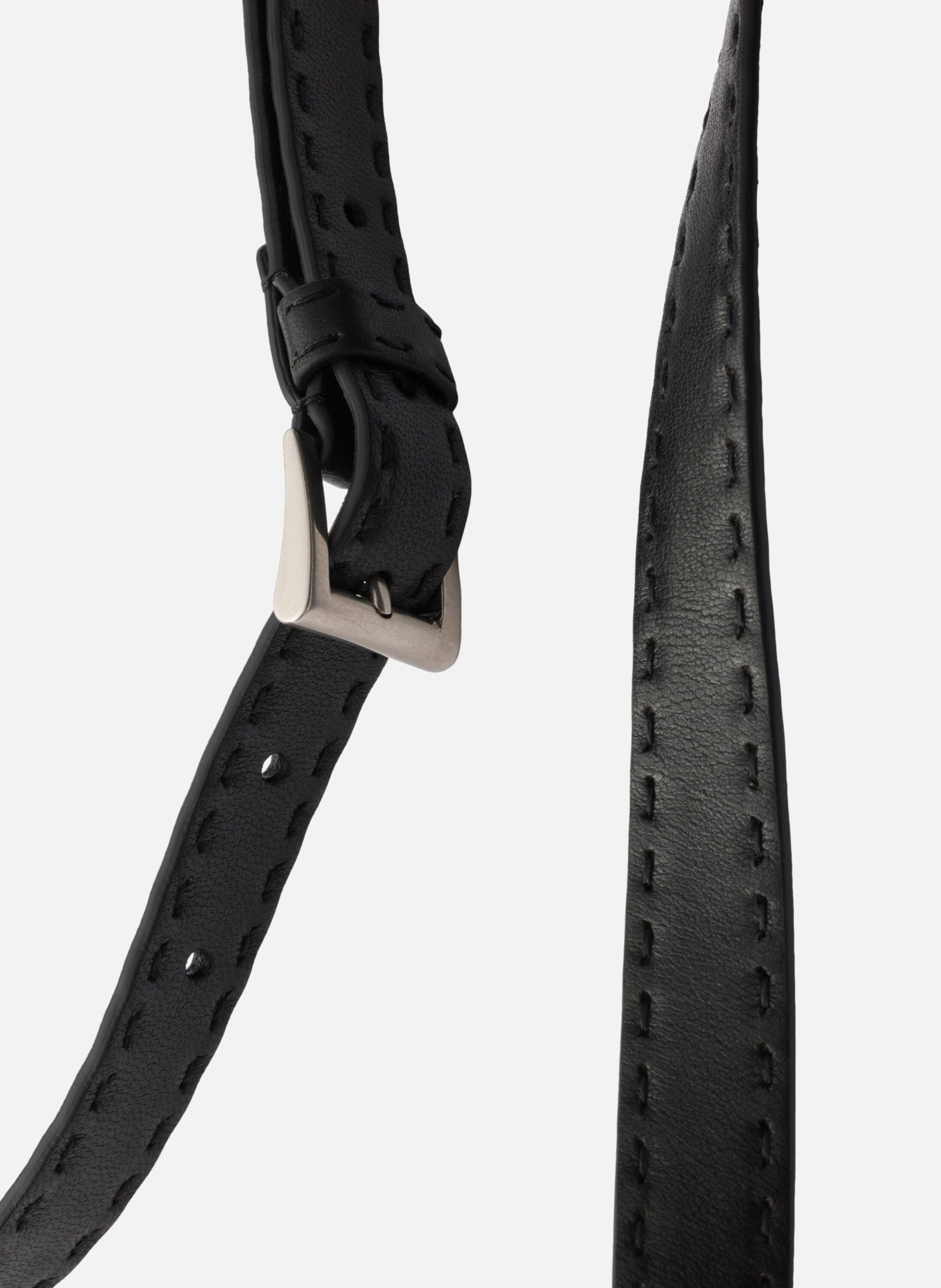 Ceinture en cuir à effet vieilli PRADA Noir