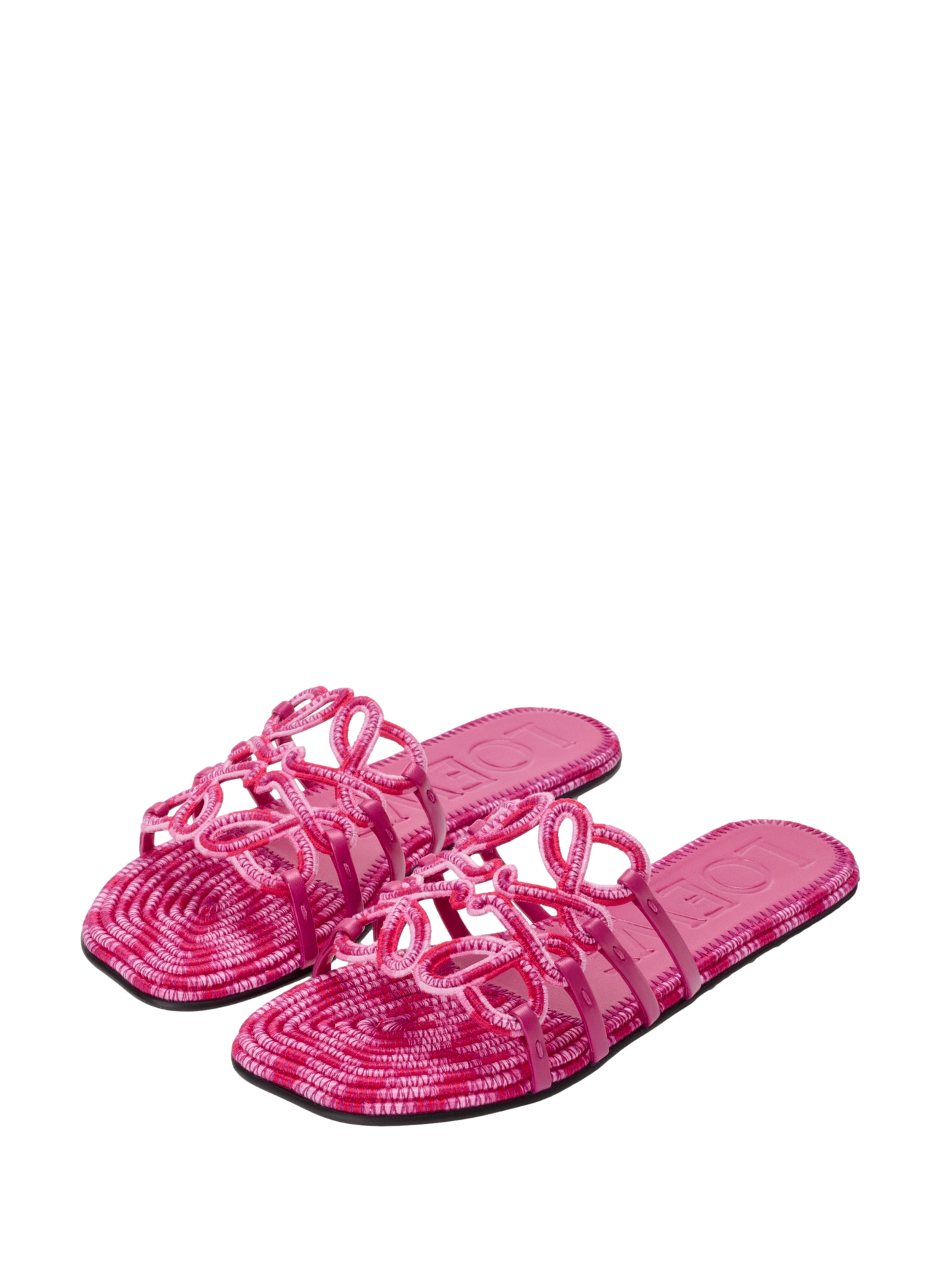 Paula's Ibiza - Mules Petal Anagram en toile brodée LOEWE Rose