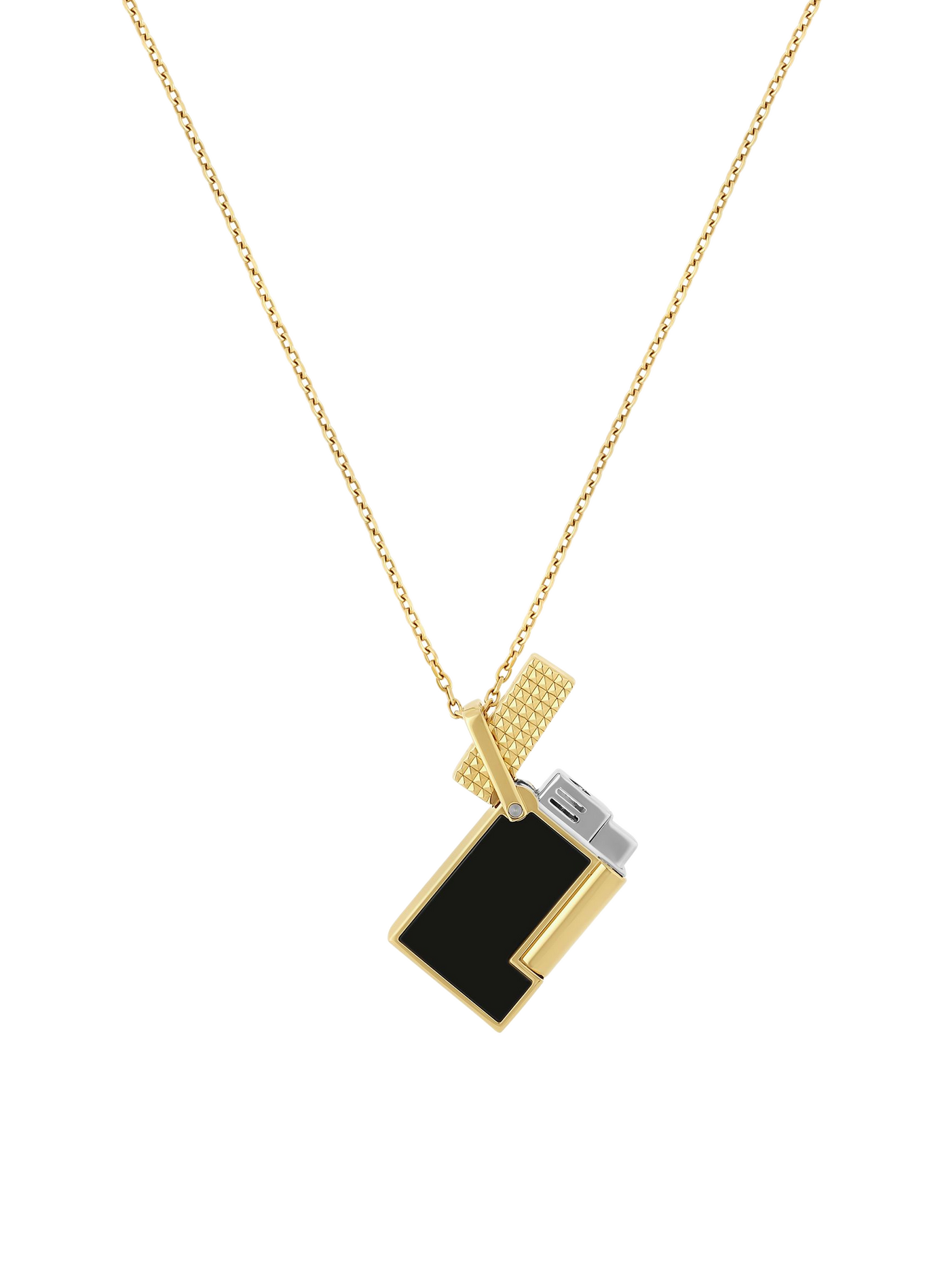 Halskette mit lackiertem Feuerzeug S.T. DUPONT Golden
