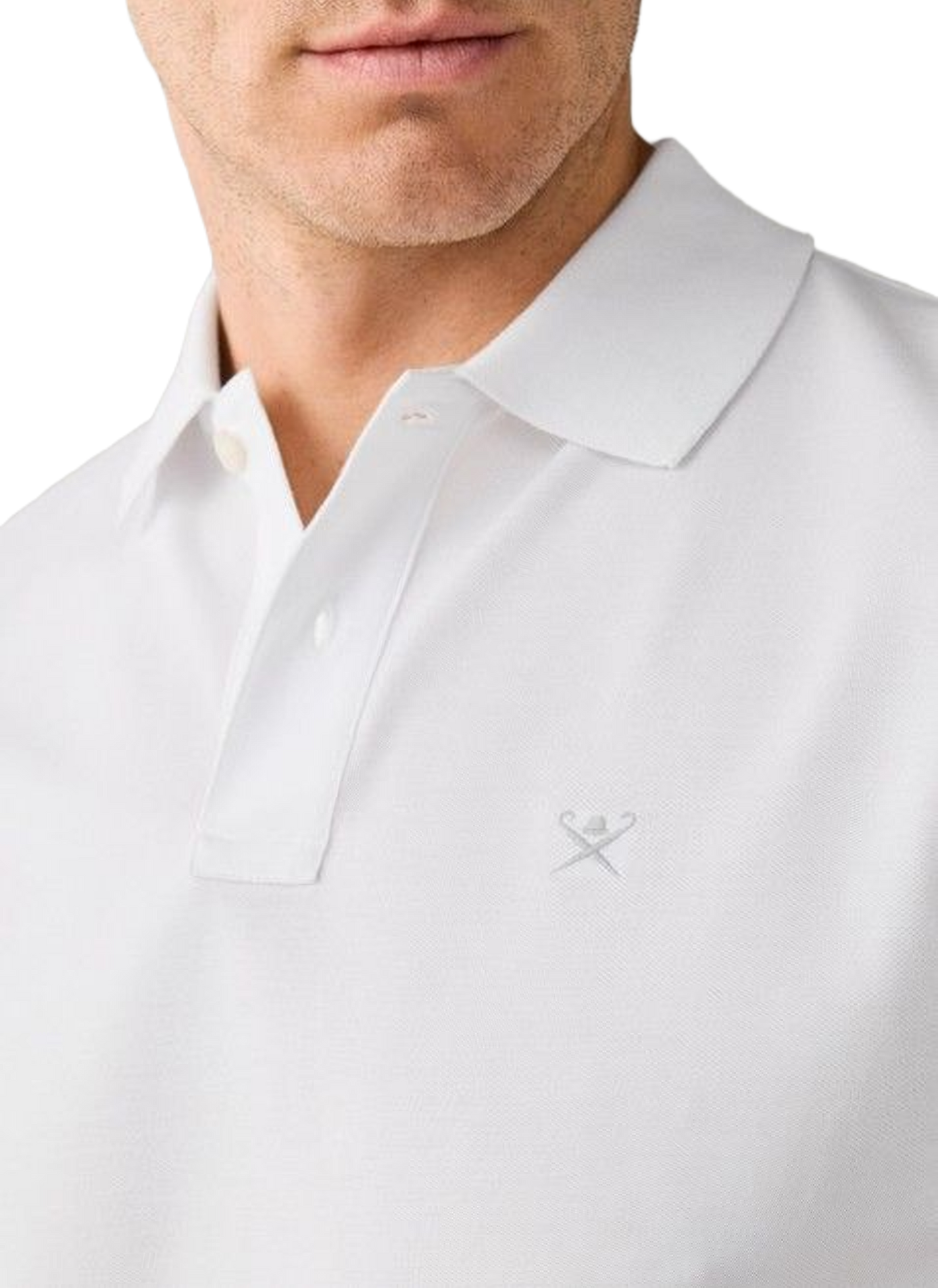 Polo droit à logo brodé en coton HACKETT Blanc