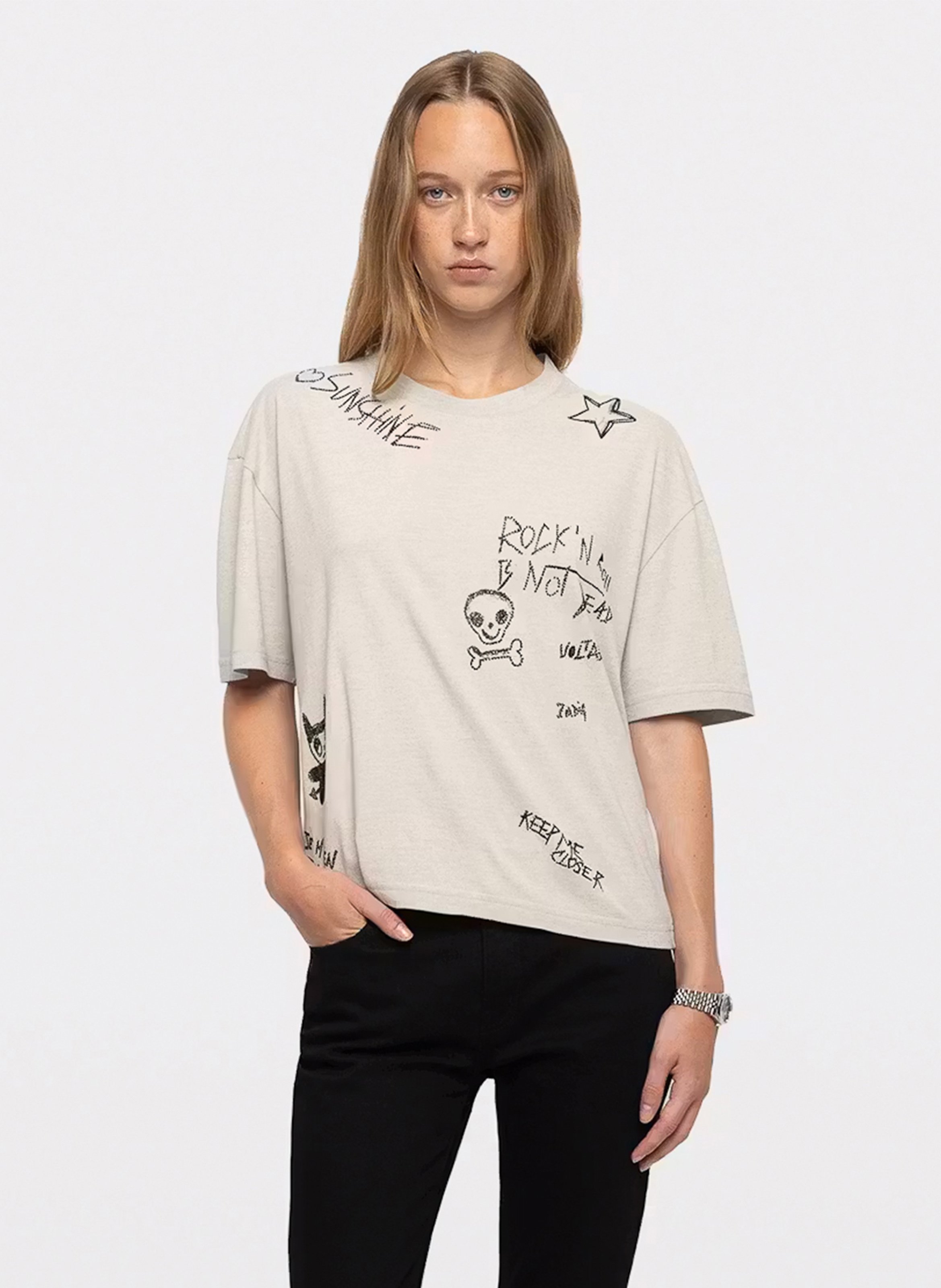 T-shirt met ronde hals en rechte pasvorm met print taida ZADIG&VOLTAIRE Grijs