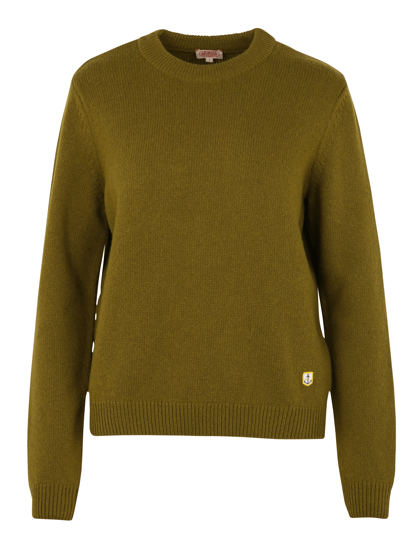Rechte wollen trui met ronde hals in heritage-stijl. | Groen ARMOR-LUX Dames
