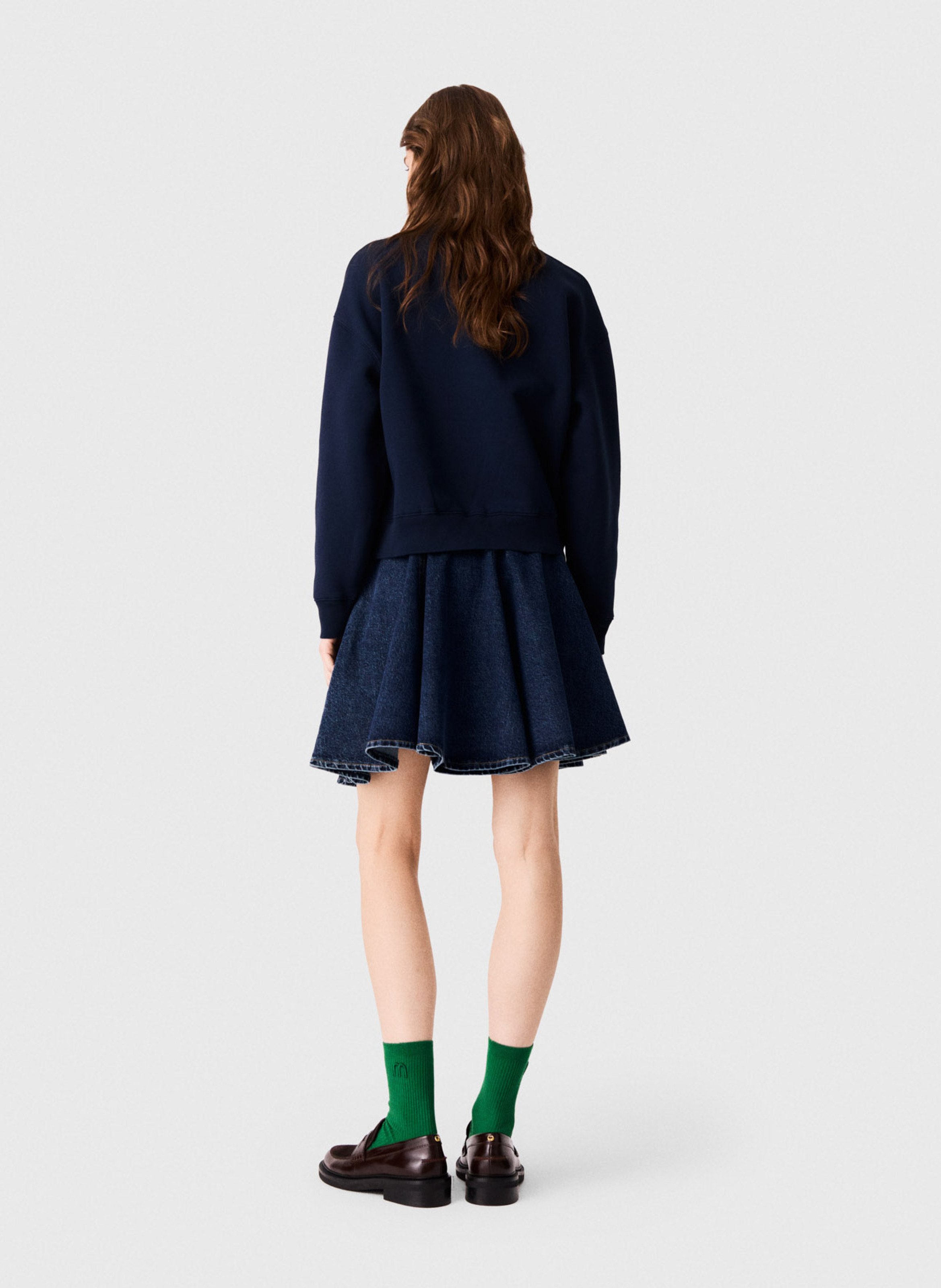 Sweat droit à bijou en coton MAJE Bleu