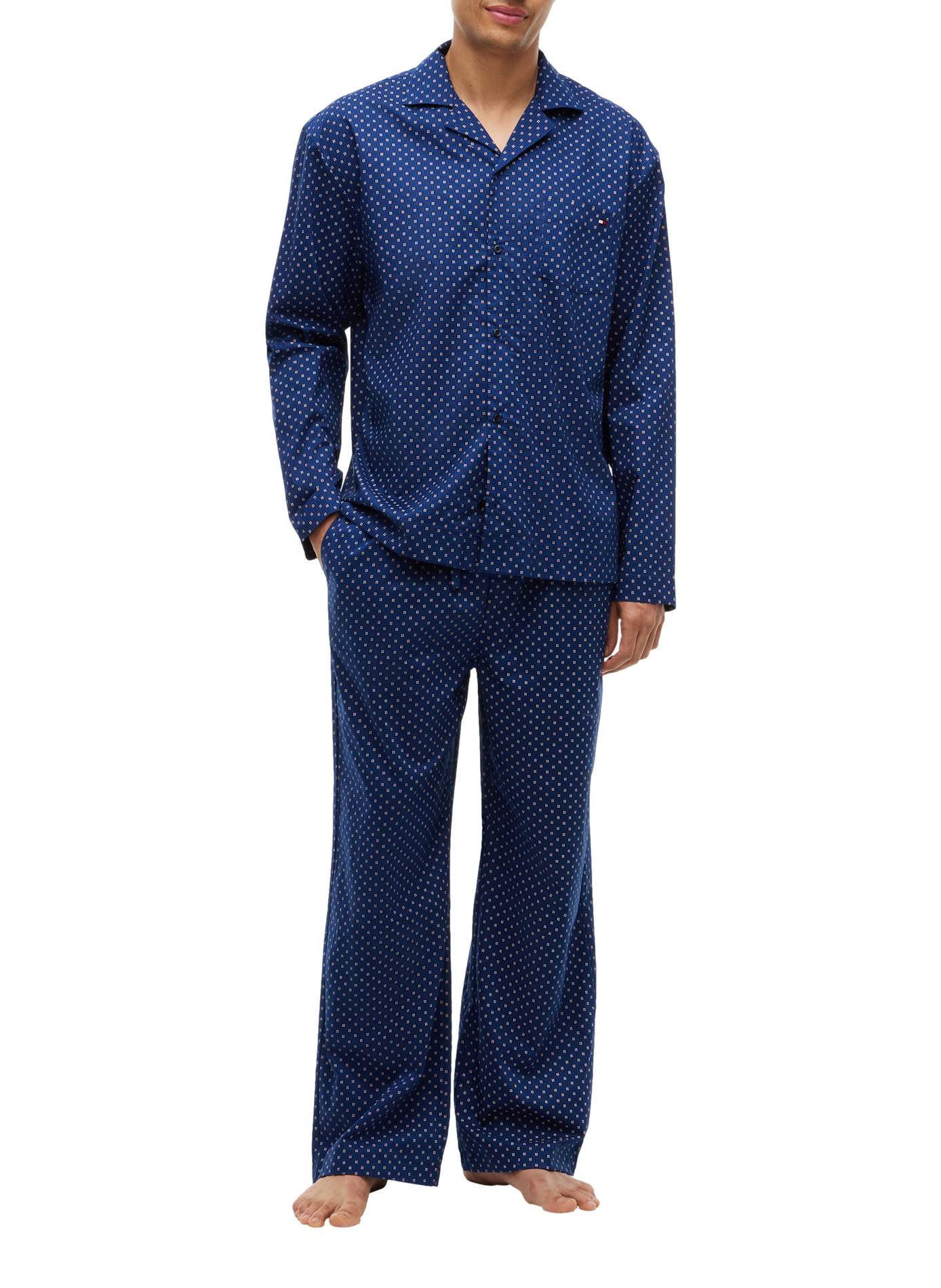 Long printed cotton pajamas TOMMY HILFIGER Blue