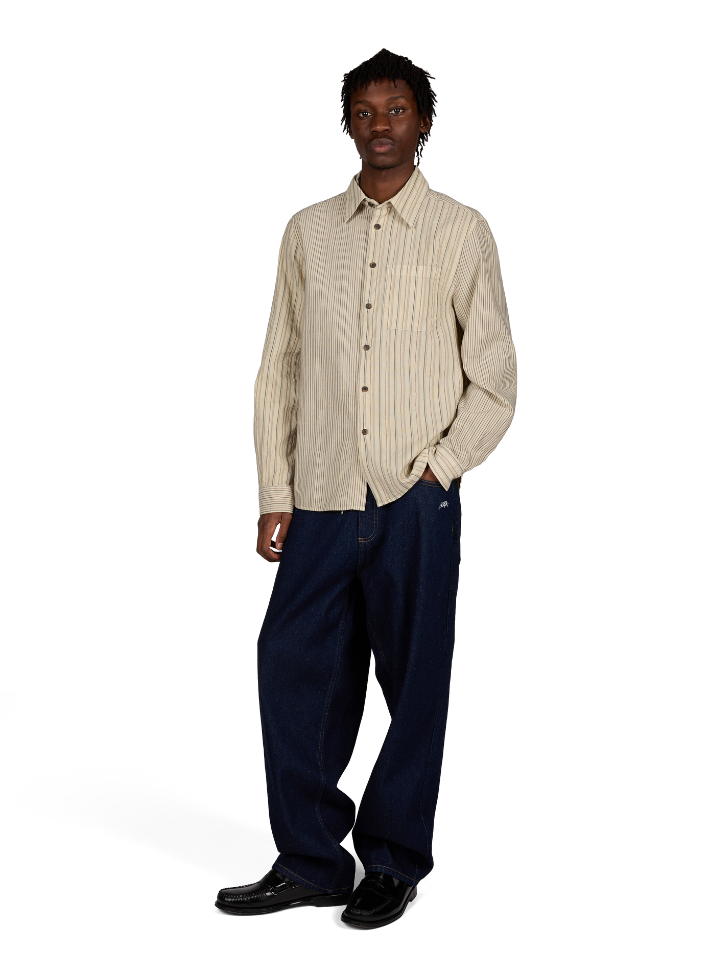 Chemise droite rayée en coton PAUL SMITH Blanc