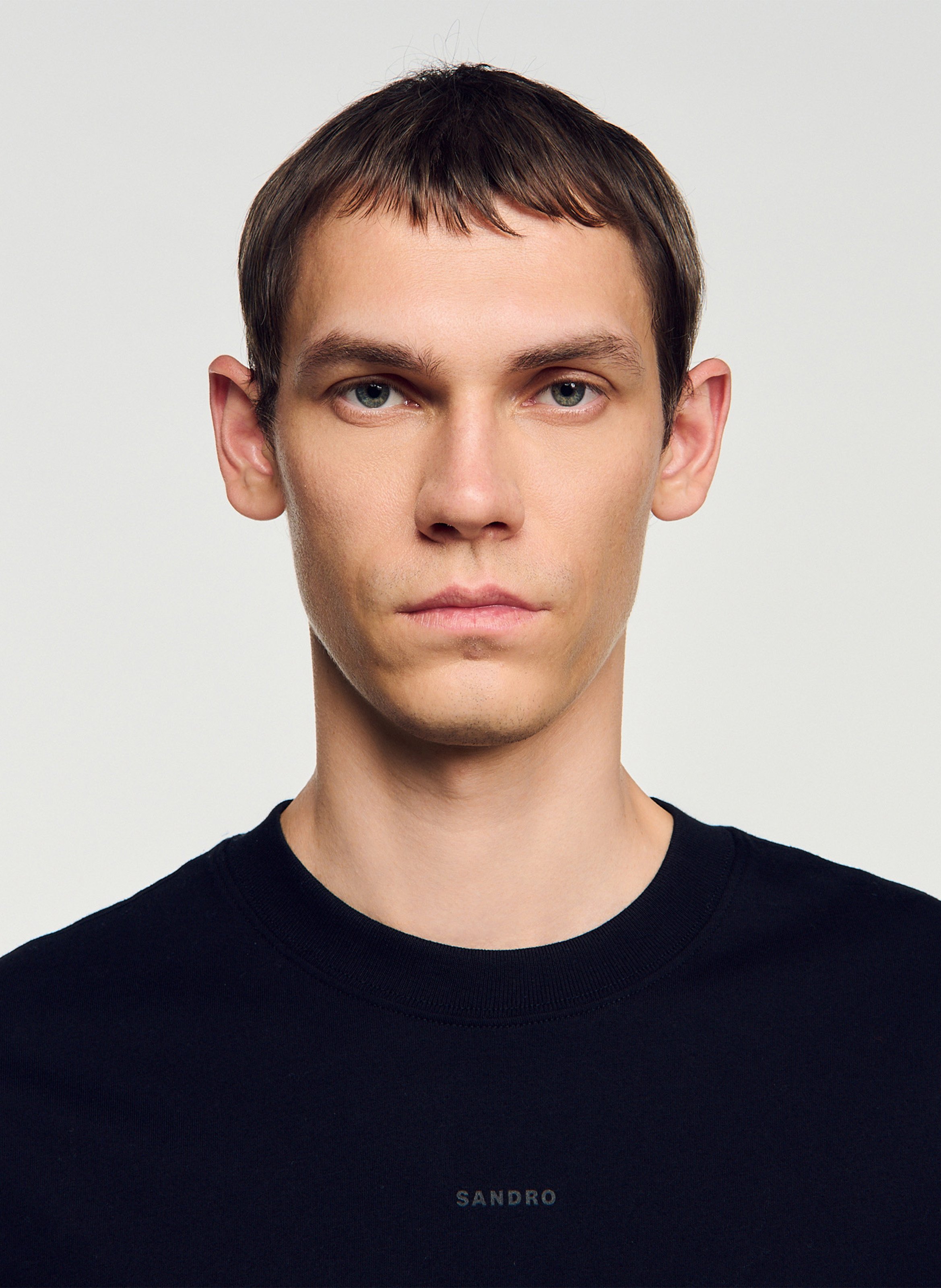 Tee-shirt col rond en coton SANDRO Noir