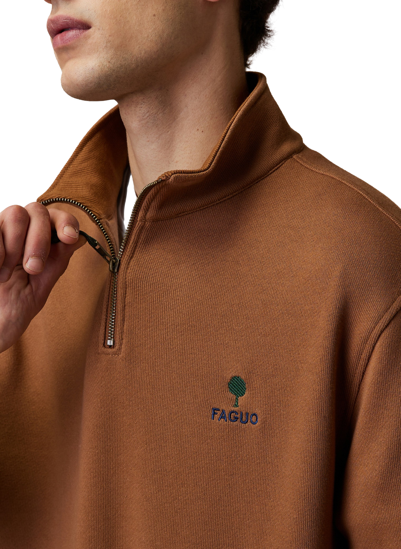 Gerader Sweatshirt mit Stehkragen aus Baumwollmischung FAGUO Braun