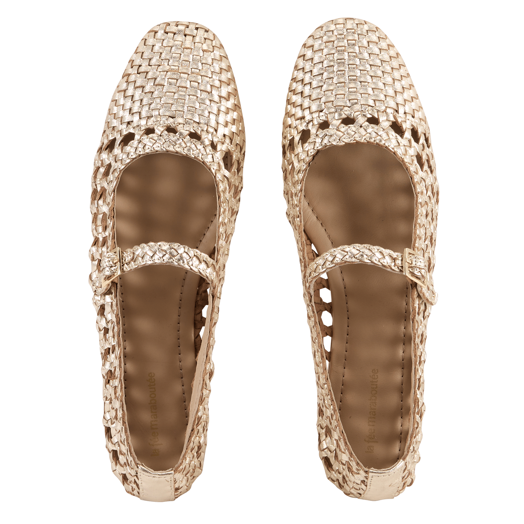 Ballerina’s met gevlochten leren bandjes LA FEE MARABOUTEE Geel
