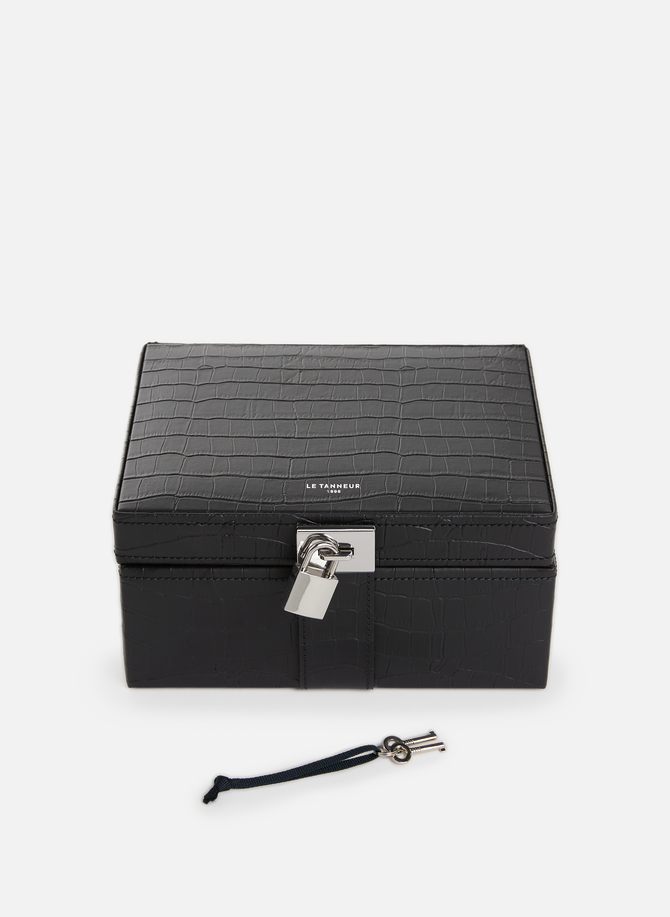 Medium embossed-leather jewellery box LE TANNEUR