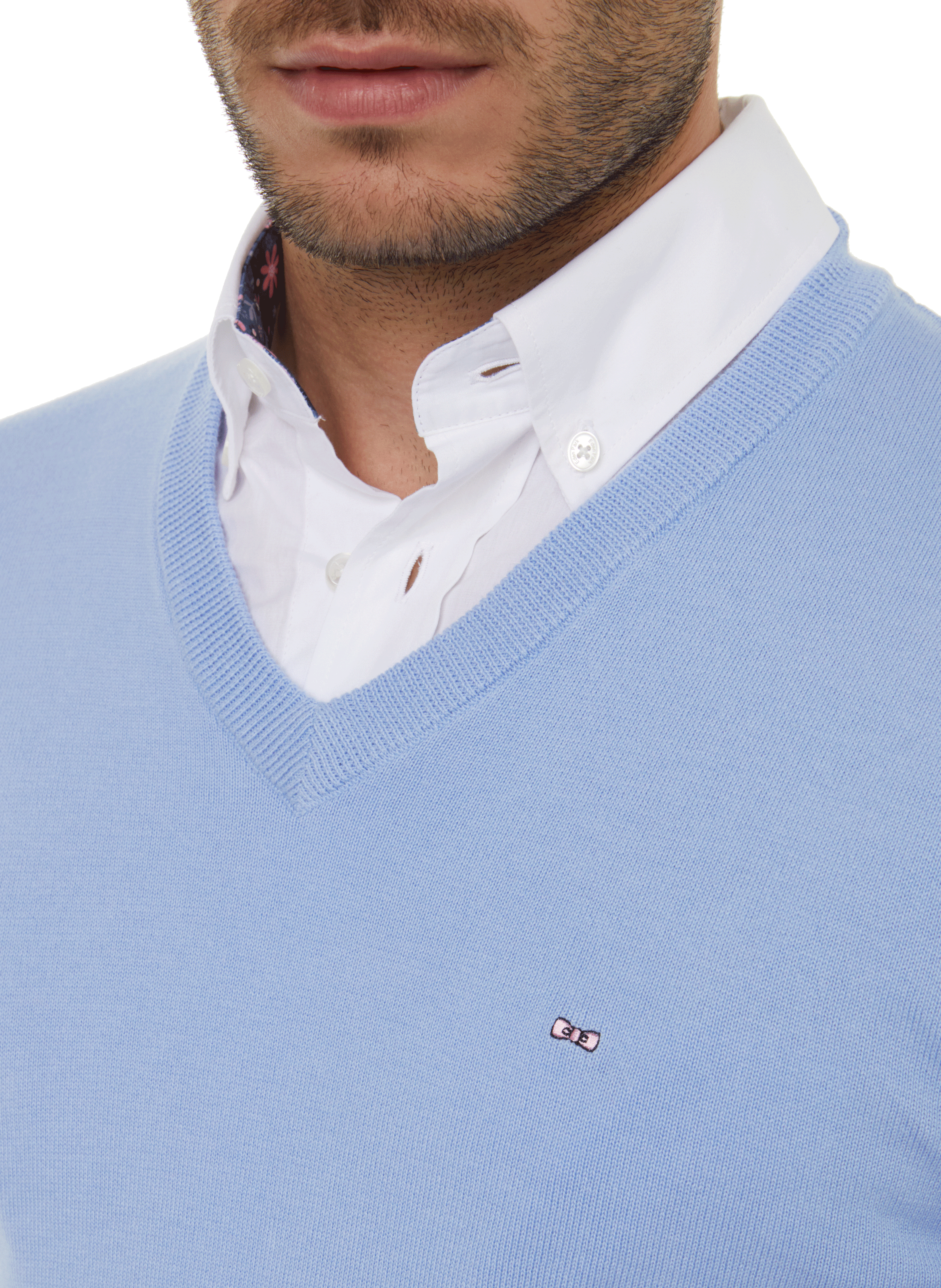 Cotton V-neck jumper EDEN PARK Blue