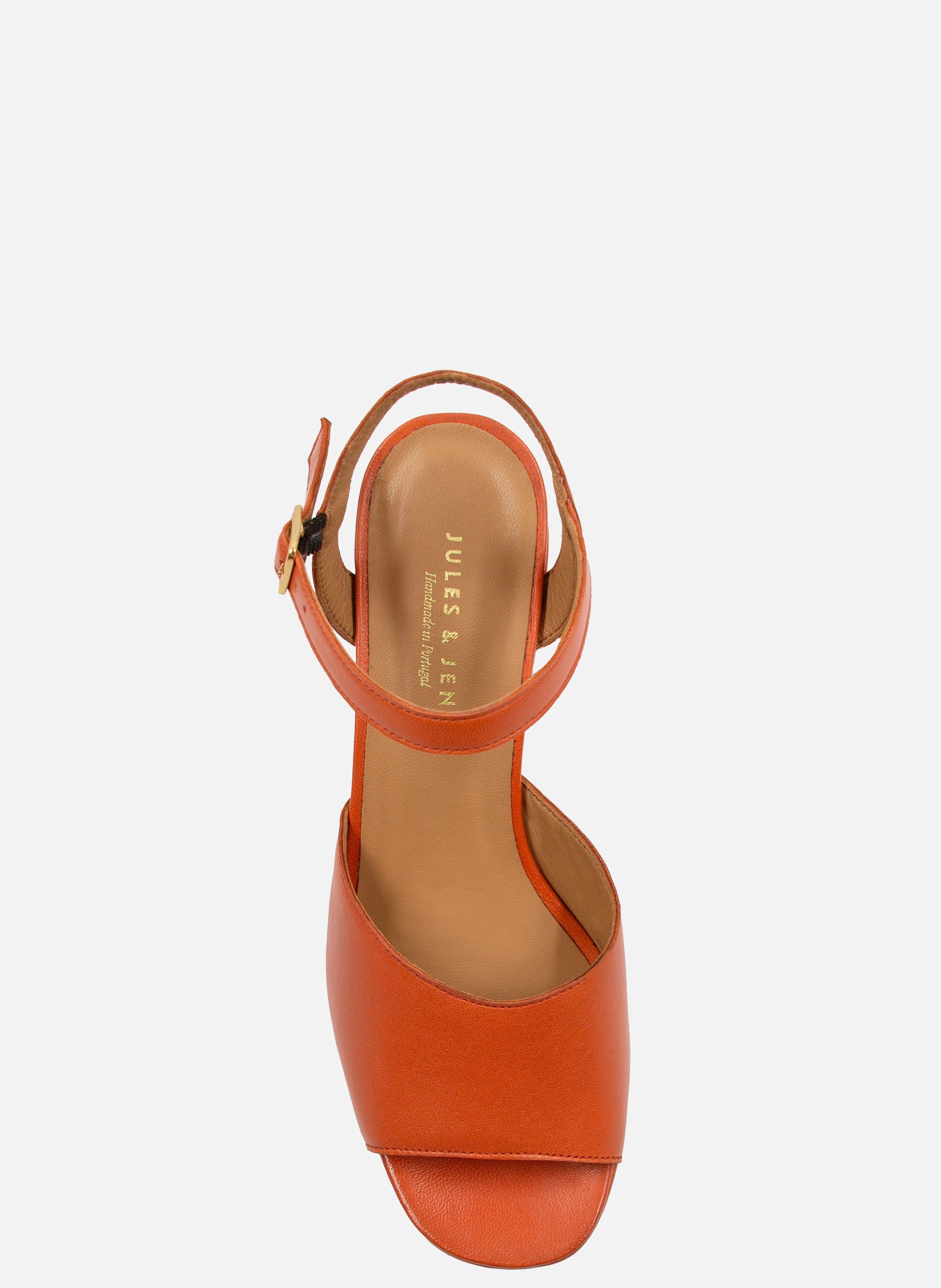 Sandales plateforme cuir lisse JULES & JENN Orange