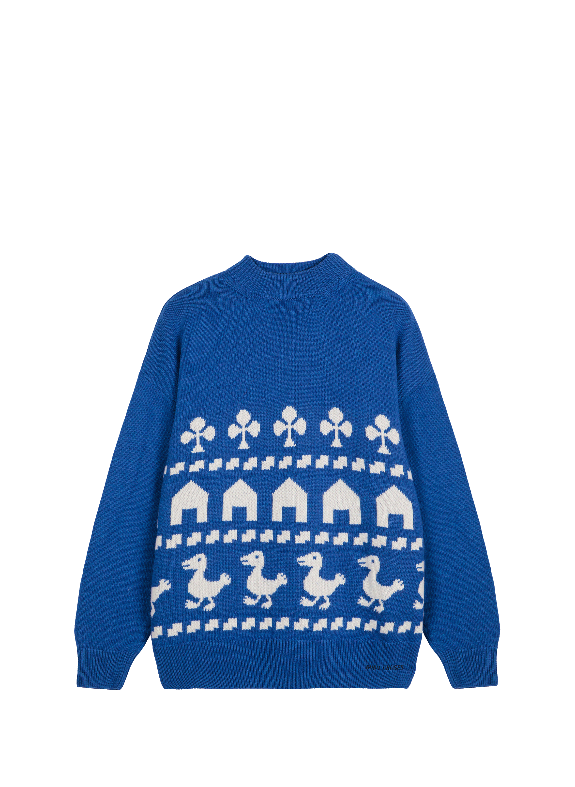 Pull ample à motifs en laine mélangé BOBO CHOSES Bleu