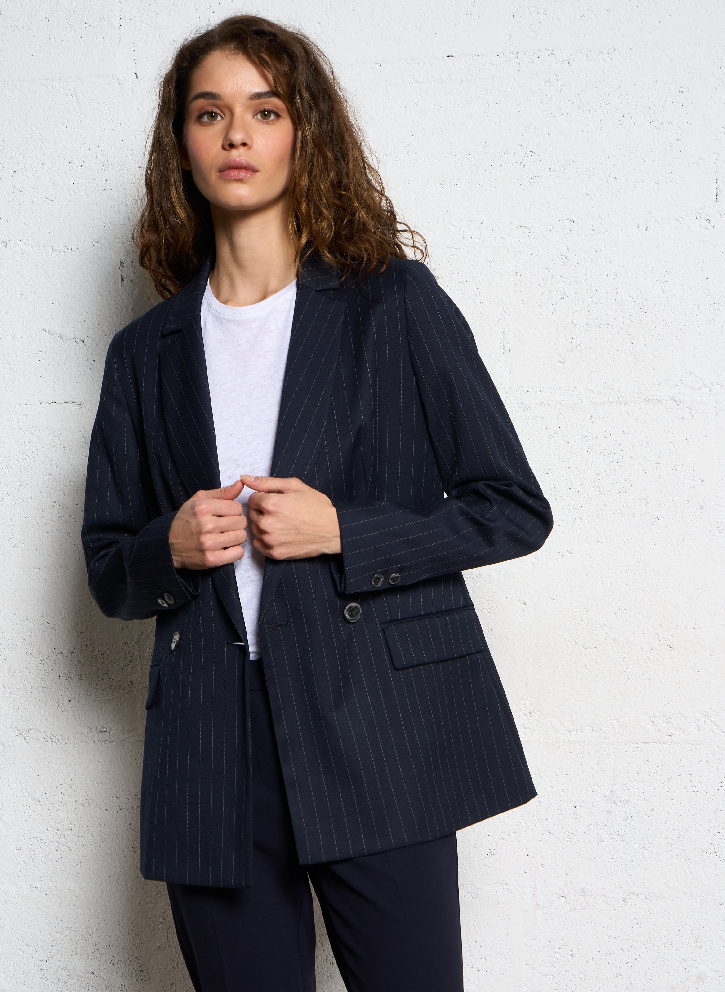 Veste de tailleur cintrée à rayures florine MAISON 123 Bleu