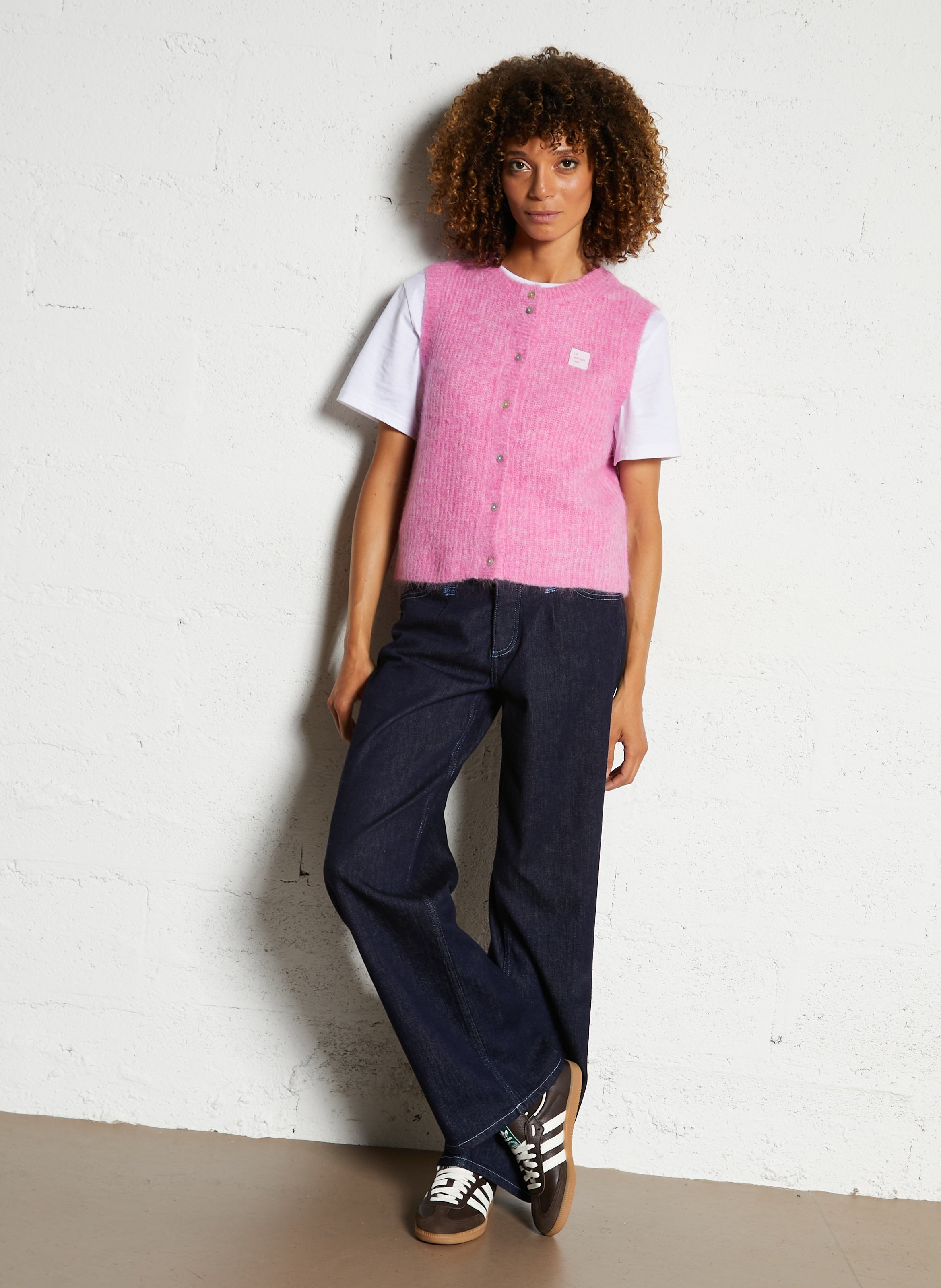 Gilet sans manches en maille duveteuse east AMERICAN VINTAGE Rose