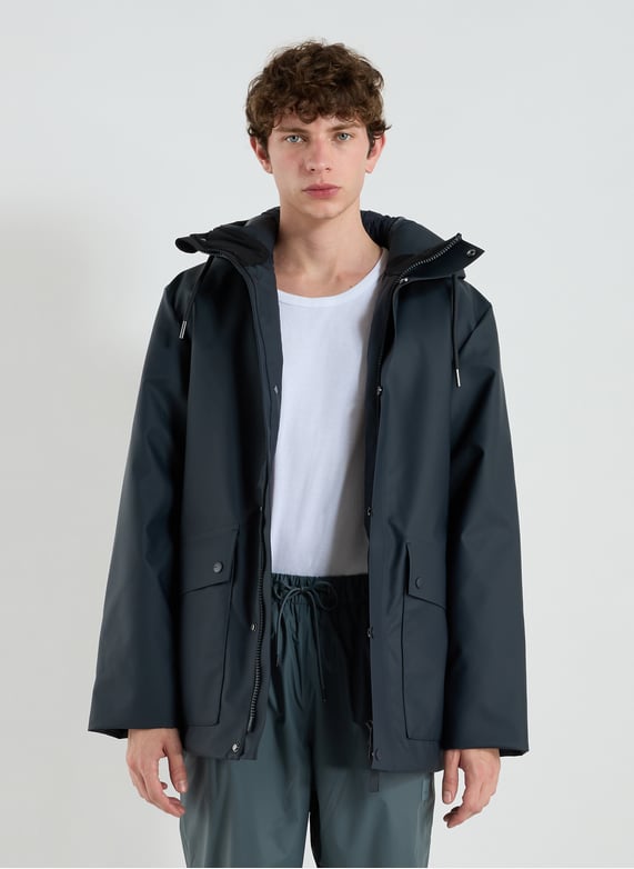 Parka droite à capuche | Bleu by RAINS Parka droite à capuche Bleu