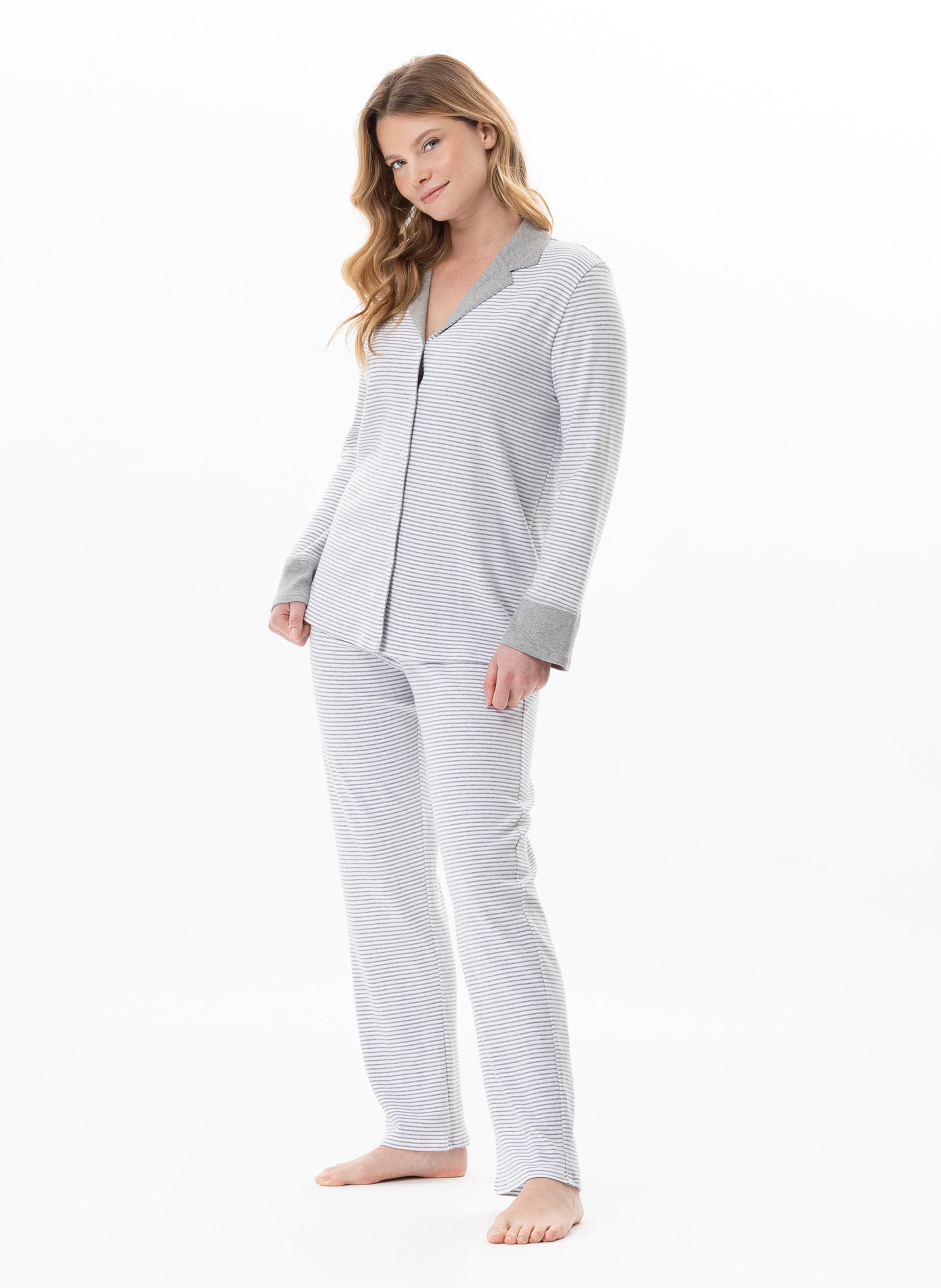 Pyjama boutonné en coton flocon 106 LE CHAT Gris