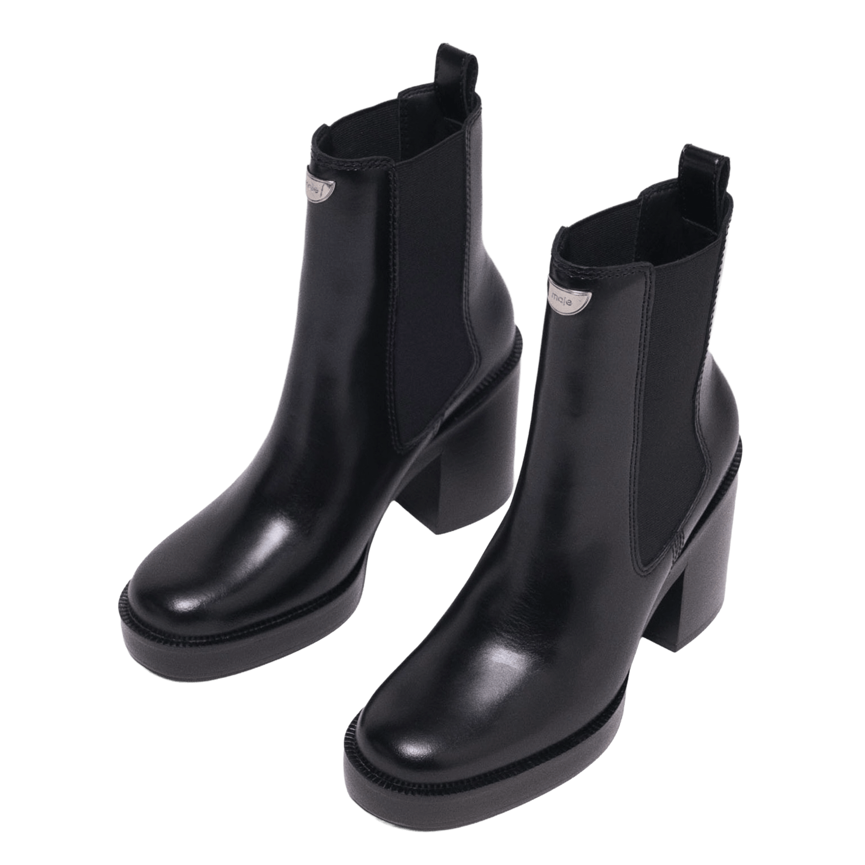 Bottines chelsea à plateformes en cuir MAJE Noir