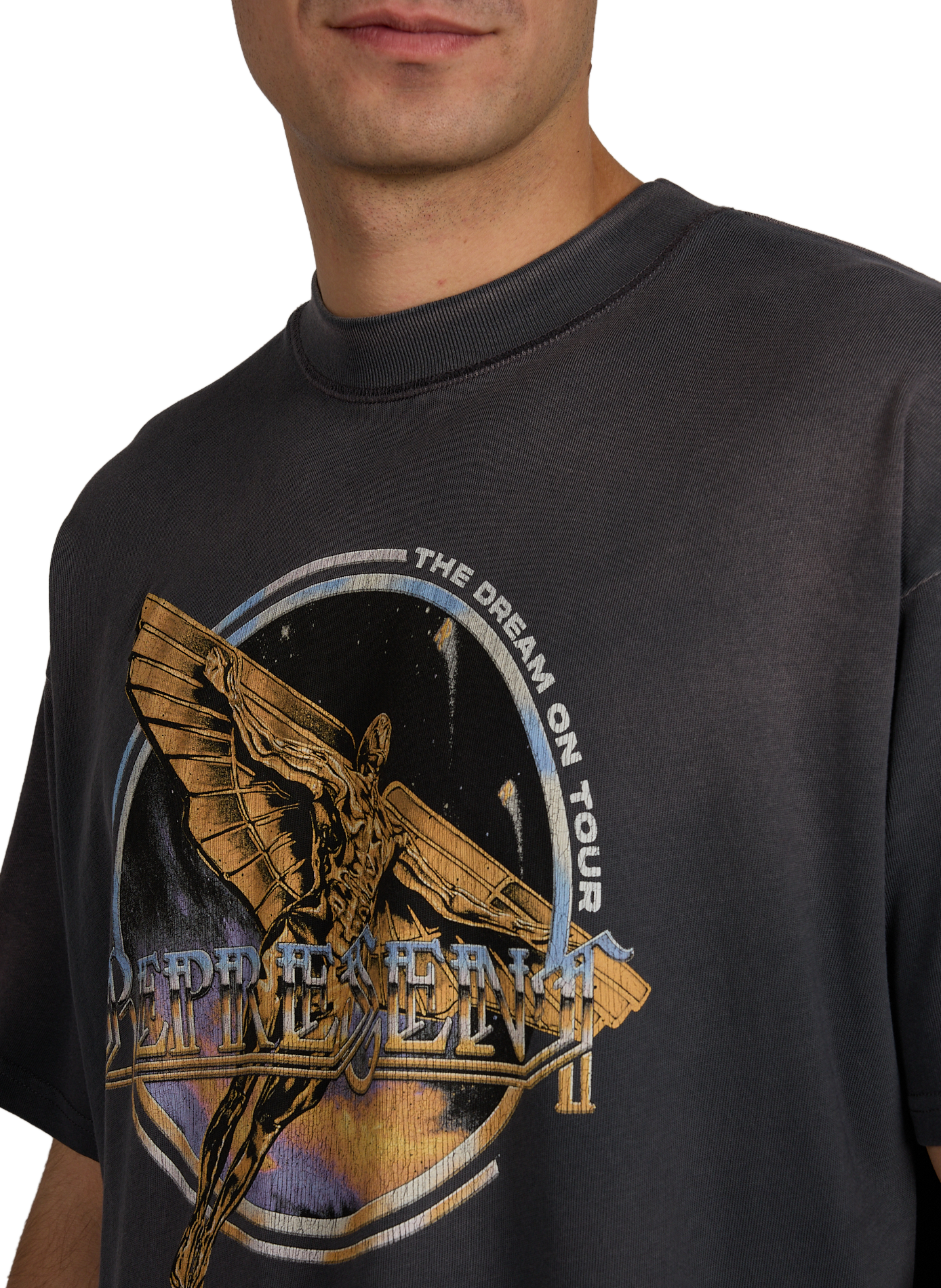 Oversized Dream On cotton T-shirt REPRESENT Grey