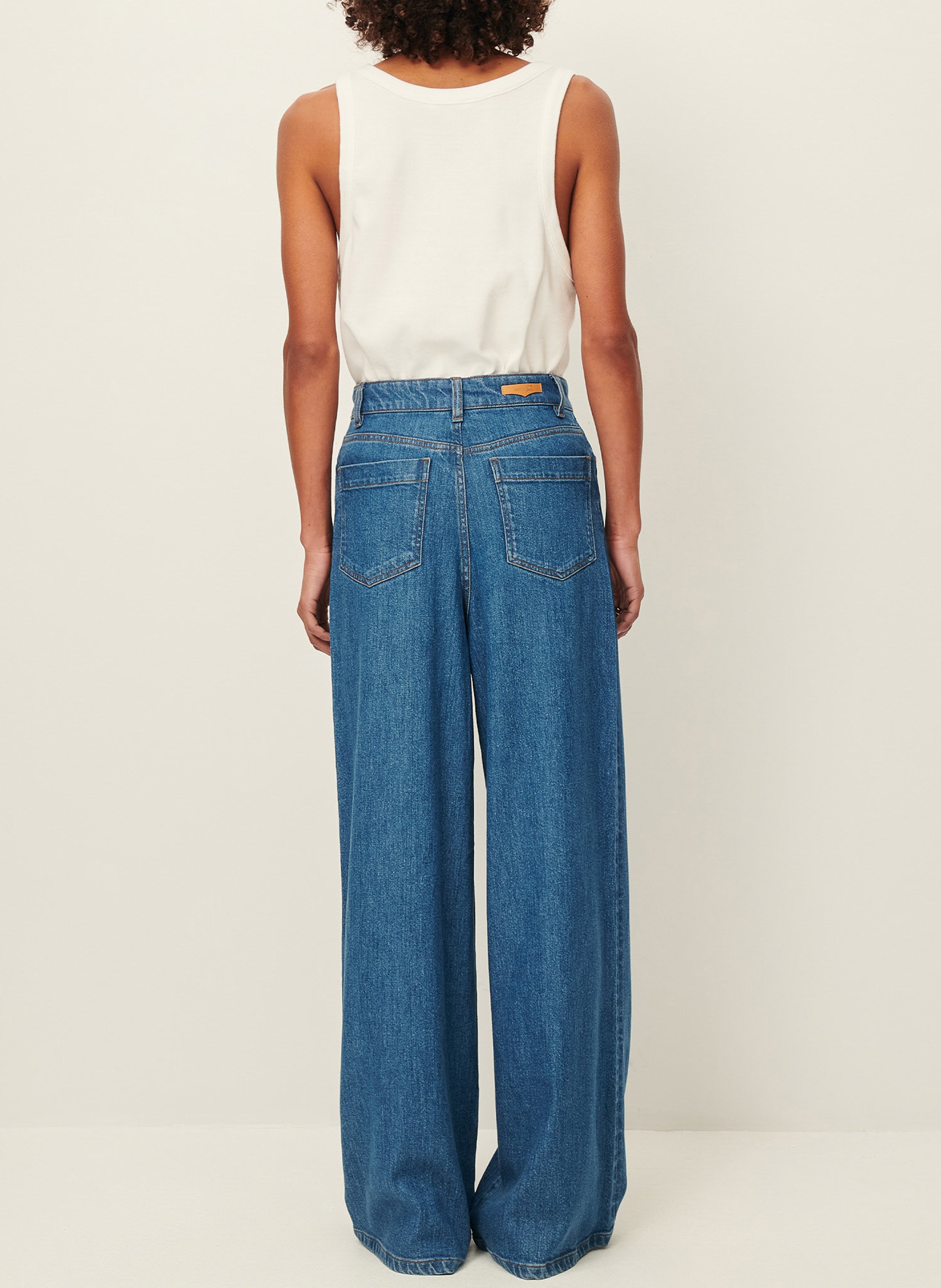 Jean ample taille haute uni dalt SESSUN Bleu