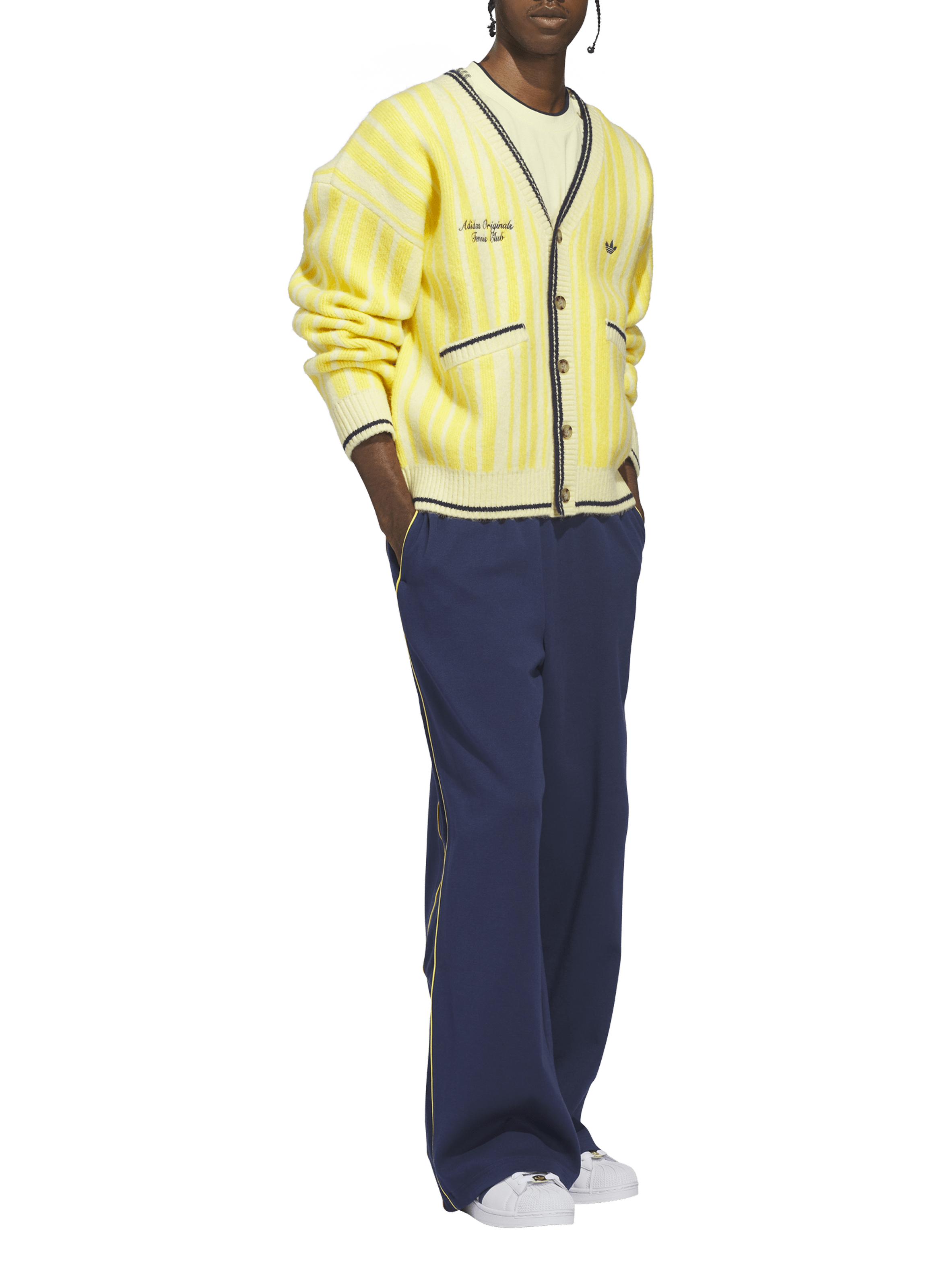 Striped cardigan in cotton and wool blend ADIDAS Yellow