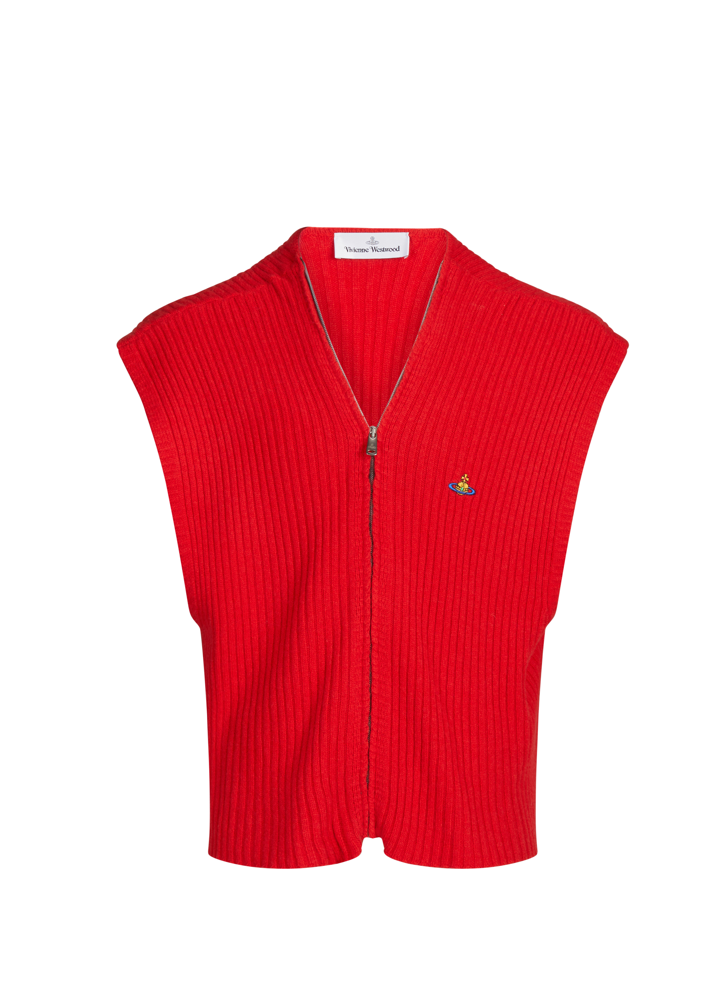 Sleeveless wool and cashmere knit zip-up vest VIVIENNE WESTWOOD Red