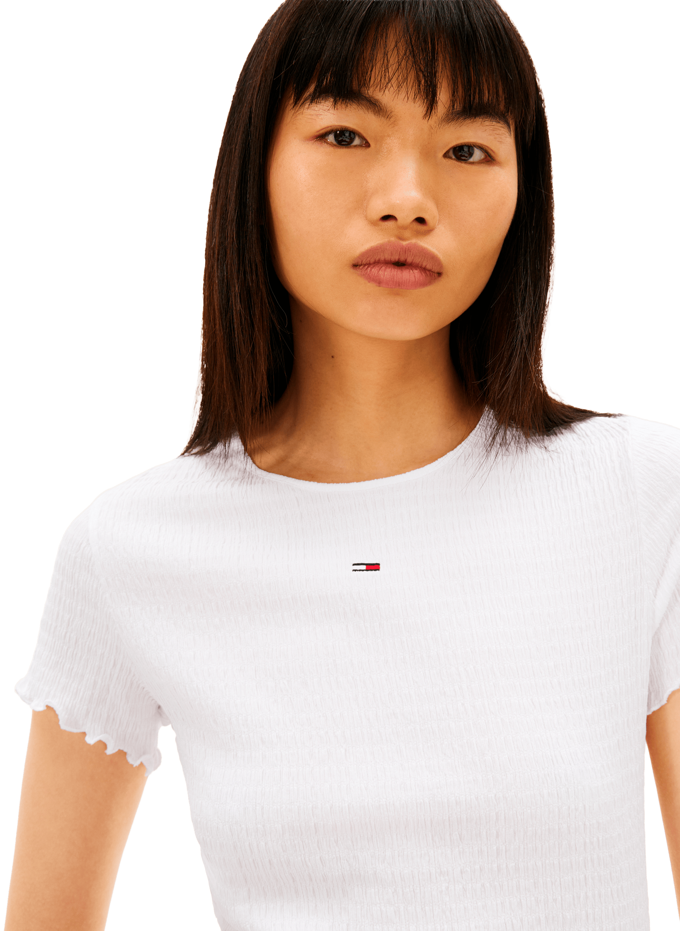 Ribbed logo T-shirt TOMMY HILFIGER White
