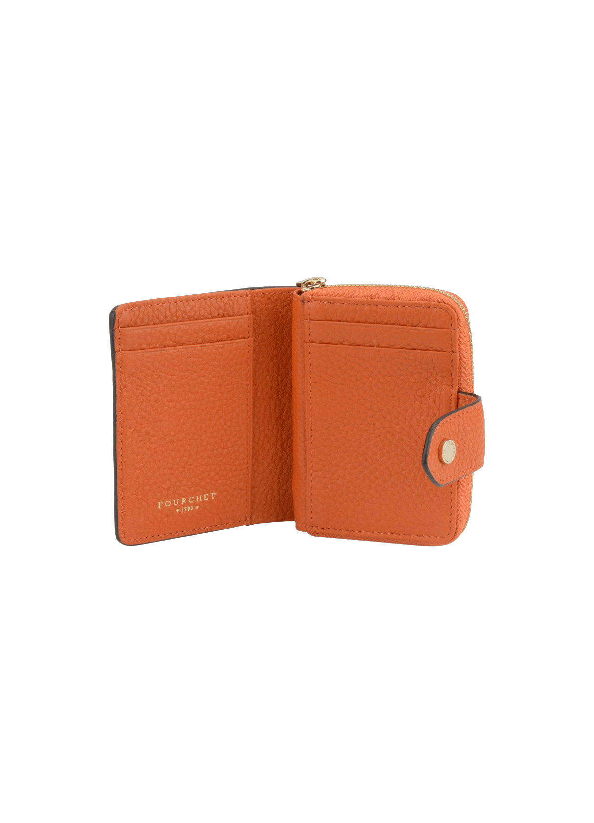 Club | porte monnaie à rabat en cuir de veau POURCHET Orange