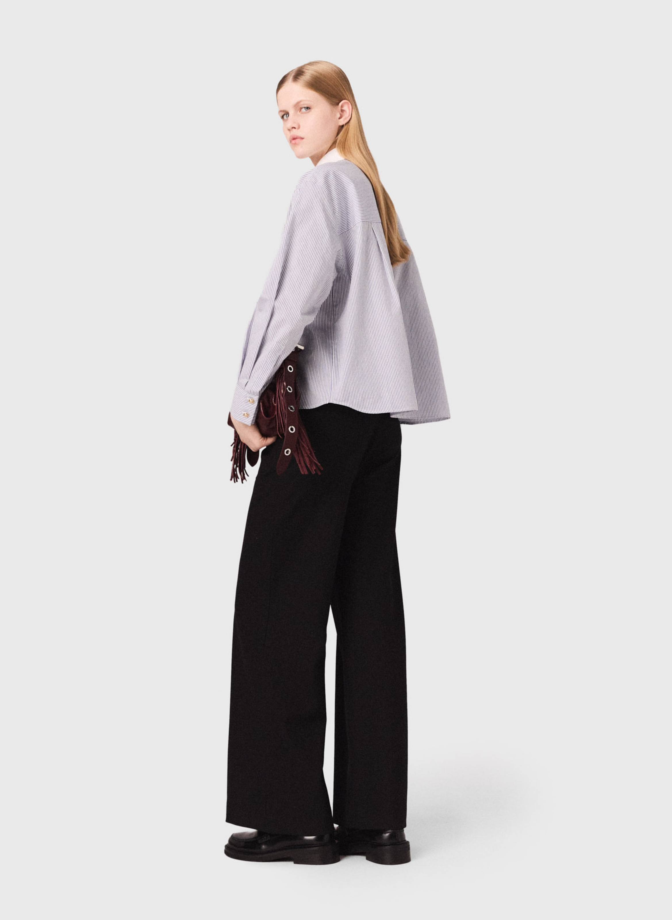 Pantalon flare en laine mélangée MAJE Noir