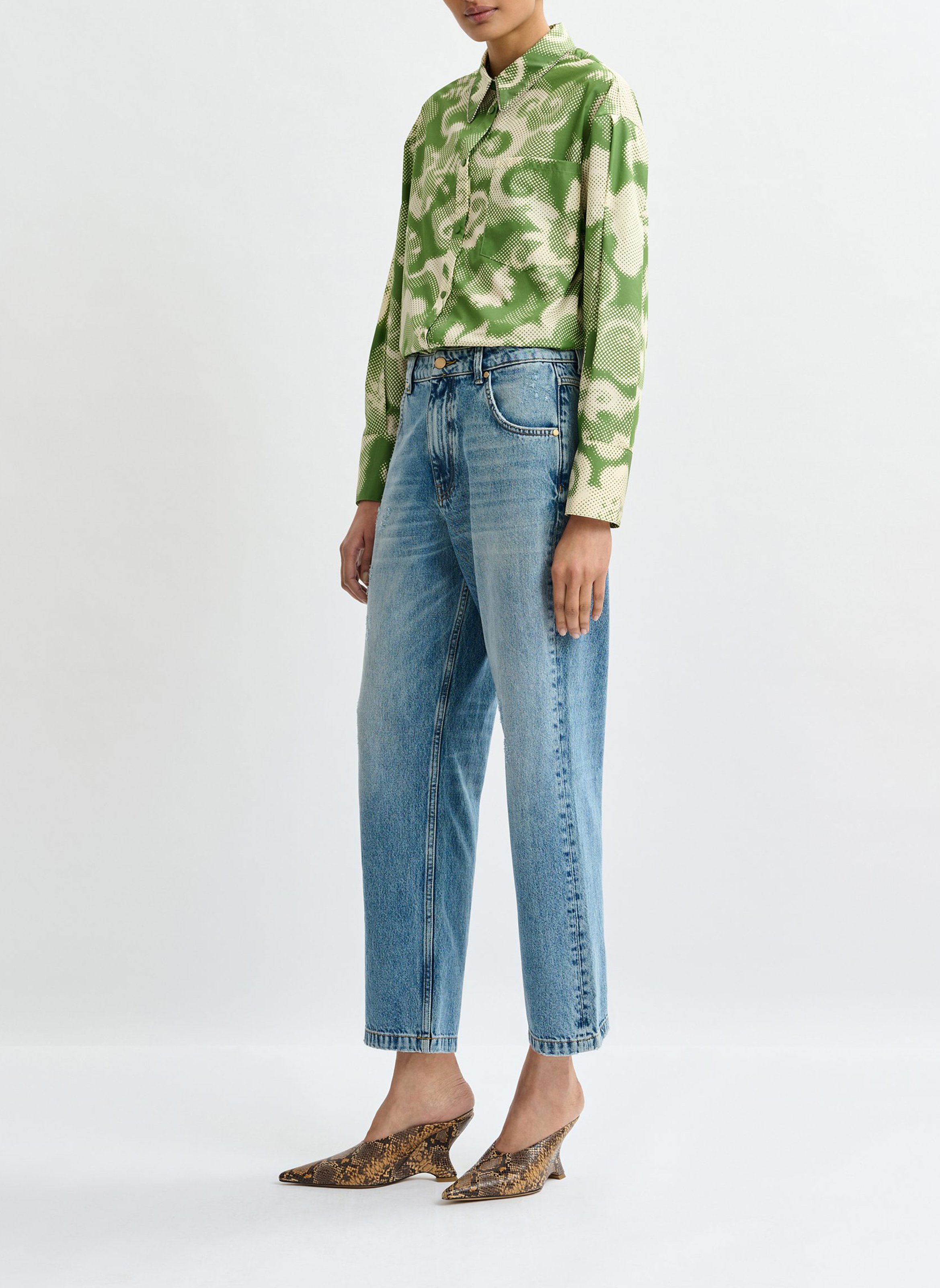 Chemise col classique en coton mélangé Jaubergine ESSENTIEL ANTWERP Vert