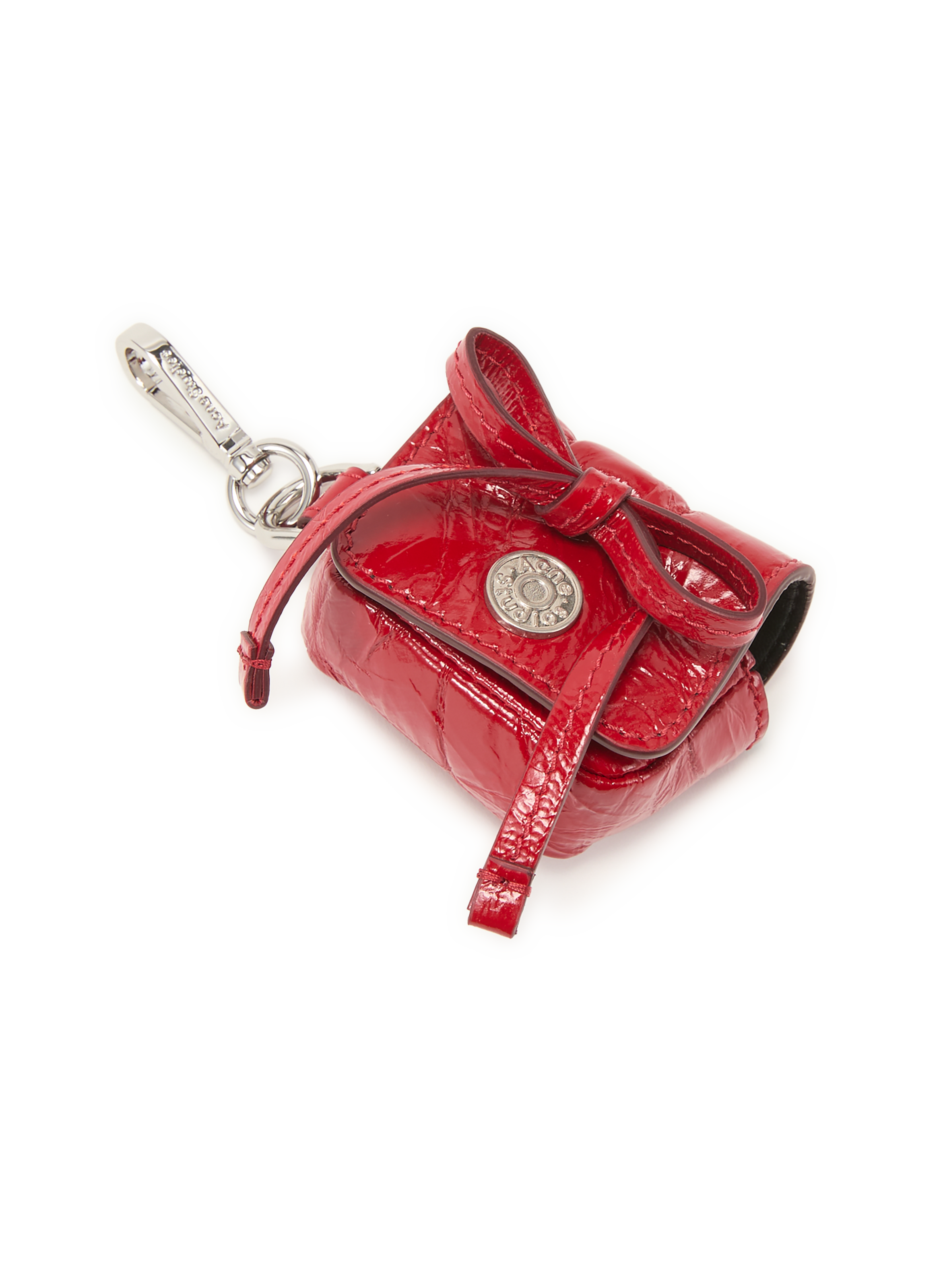 Etui pour écouteurs forme porte-monnaie verni en cuir mélangé ACNE STUDIOS Rouge