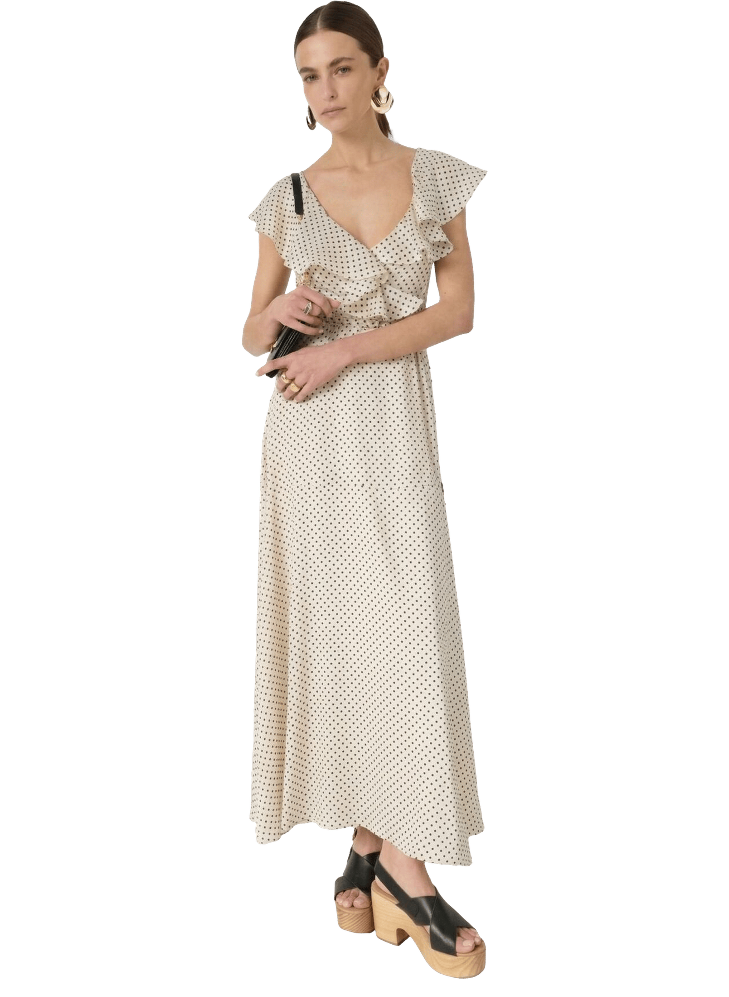 Robe longue portefeuille à pois - rika GERARD DAREL Beige