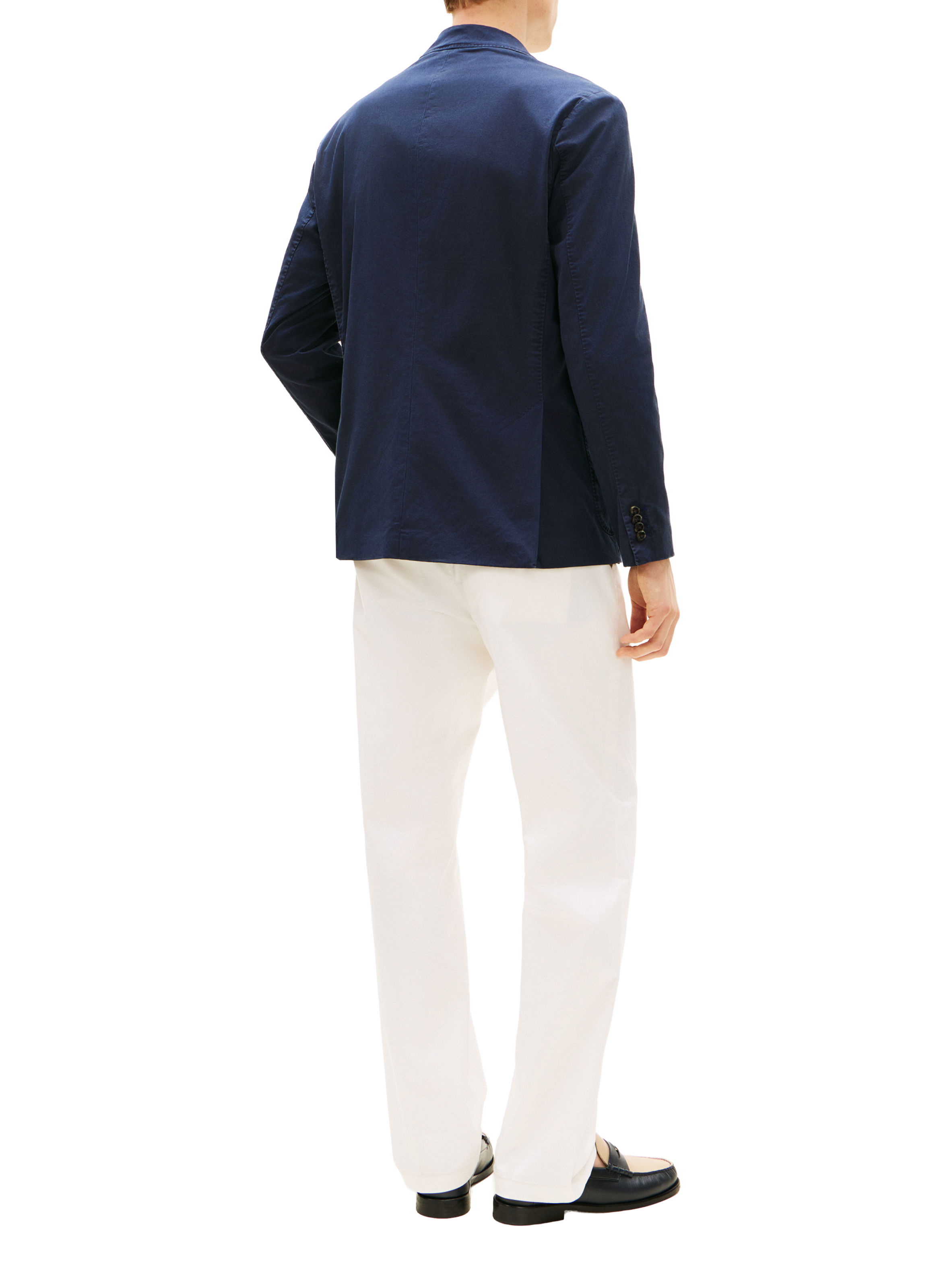 Blazer droit en coton mélangé TOMMY HILFIGER Bleu