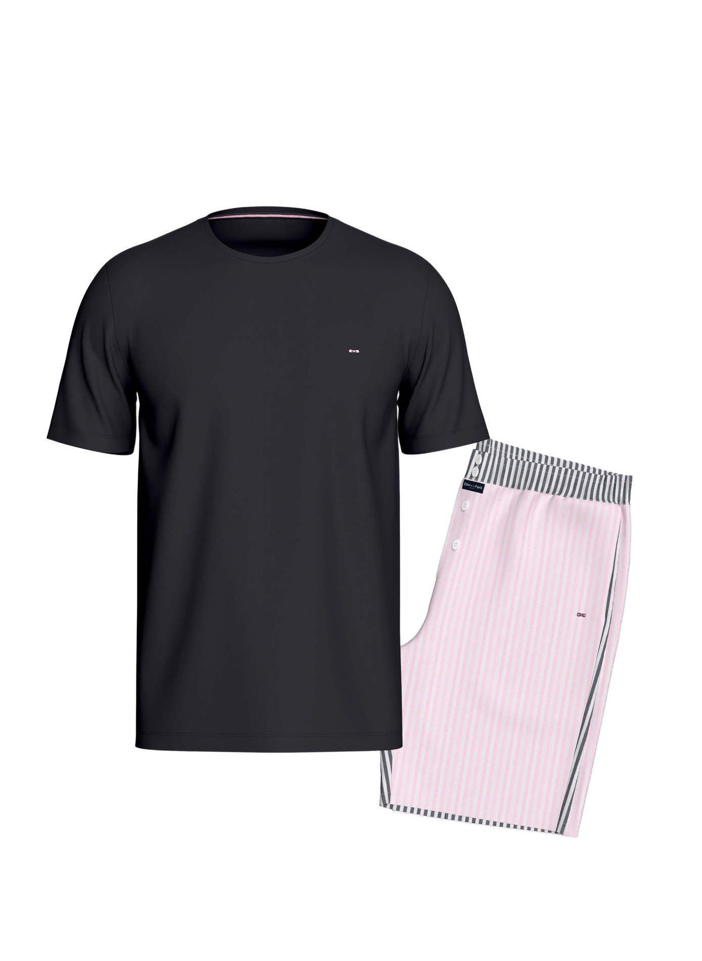 Pyjama court en coton à short rayé EDEN PARK Rose