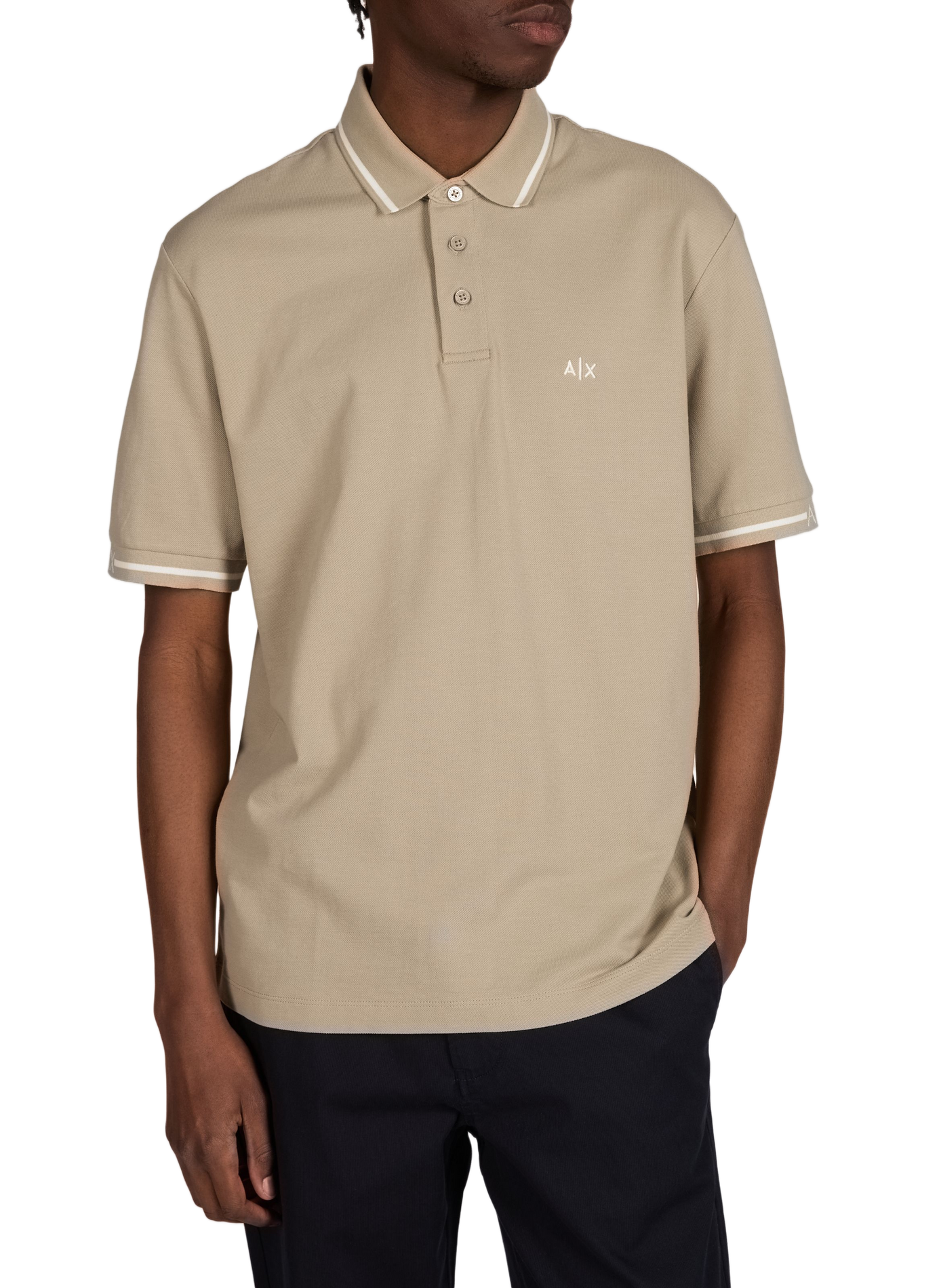 Short sleeve cotton polo shirt ARMANI EXCHANGE Brown