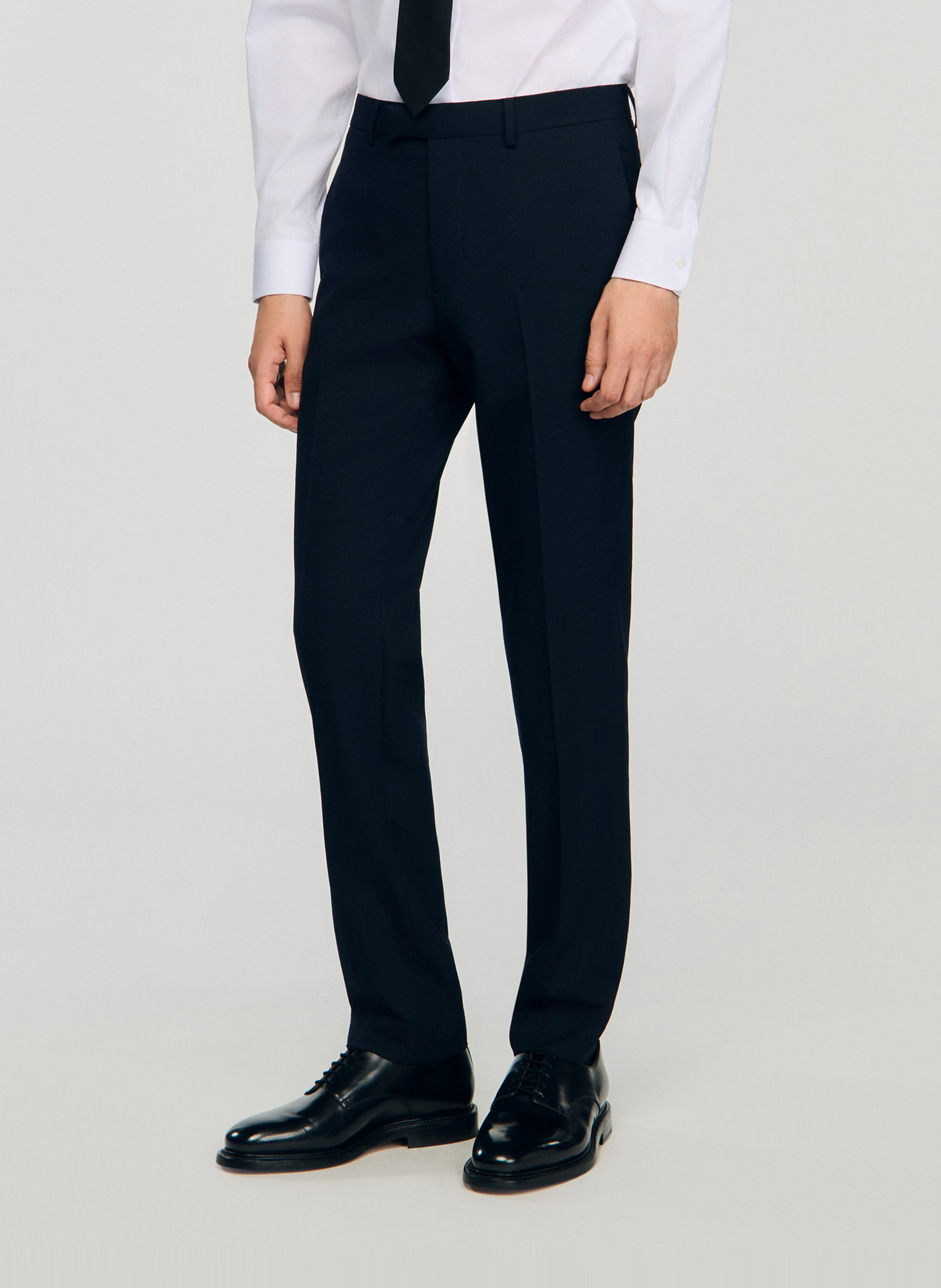 Pantalon de costume en laine SANDRO Bleu
