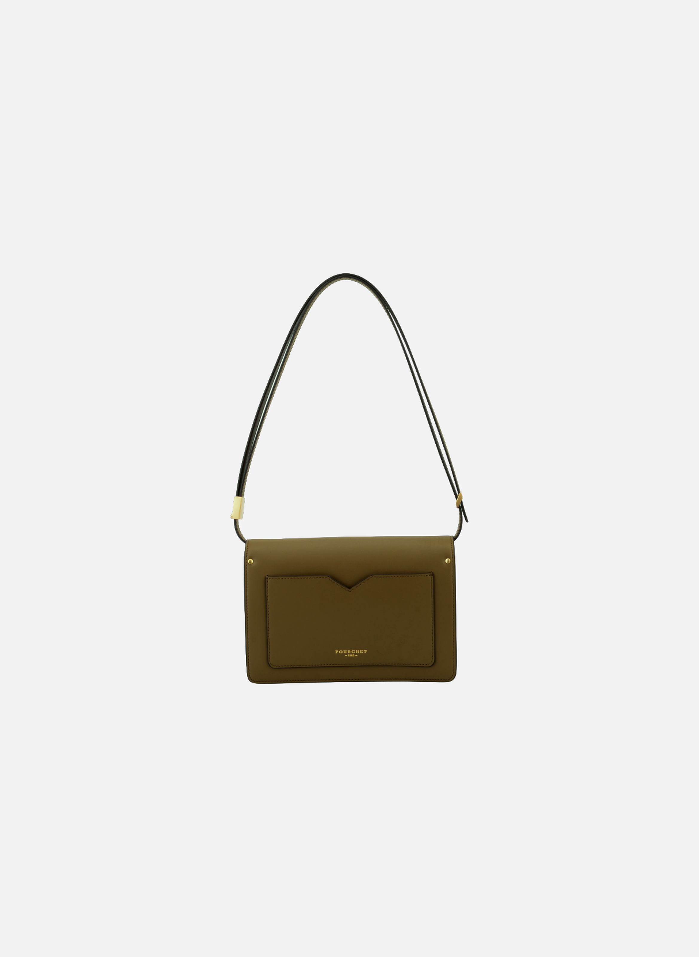 Anjou | sac porté épaule mm en cuir lisse POURCHET Kaki