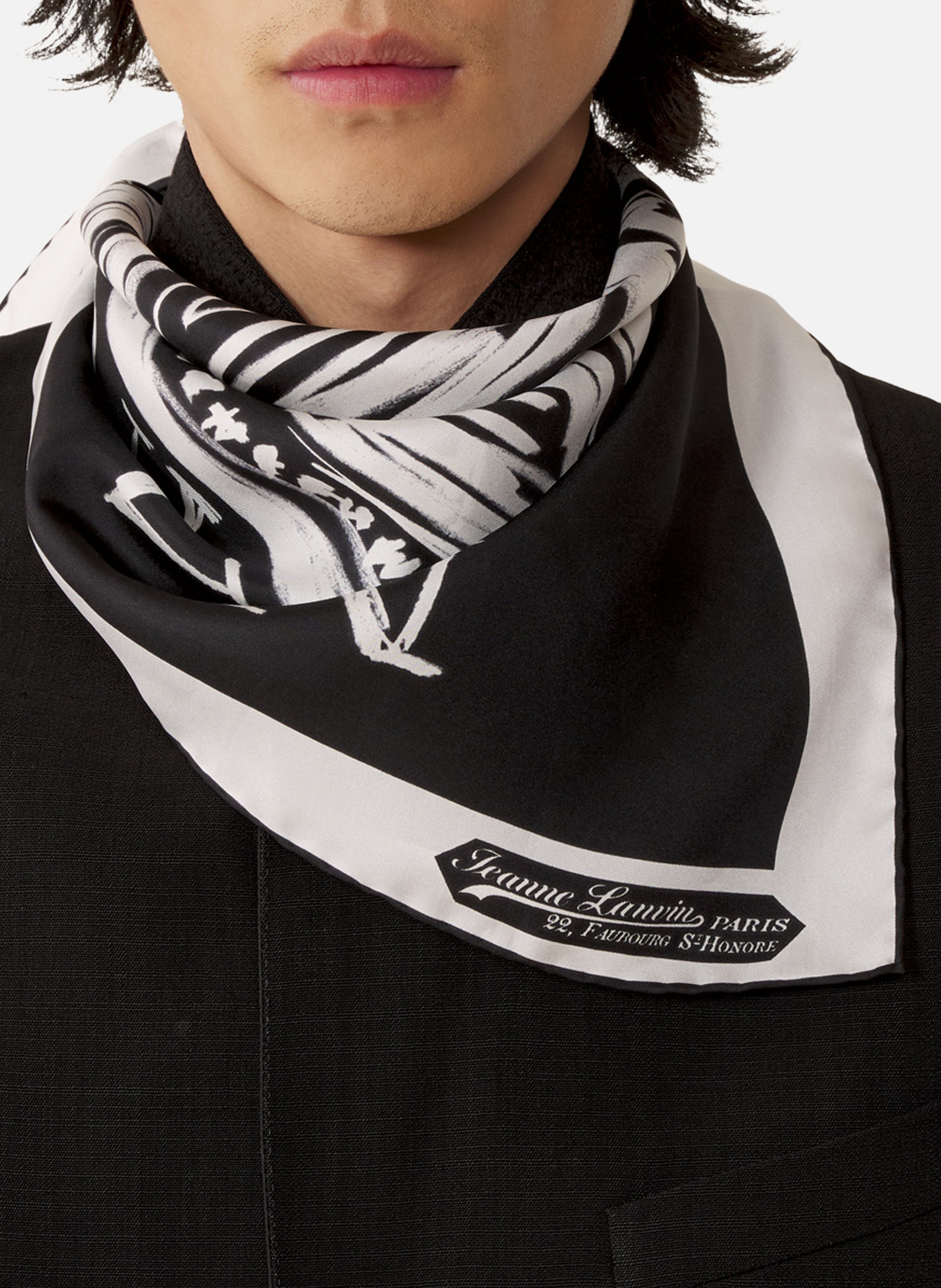 Foulard en soie imprimé mère & enfant LANVIN Gris