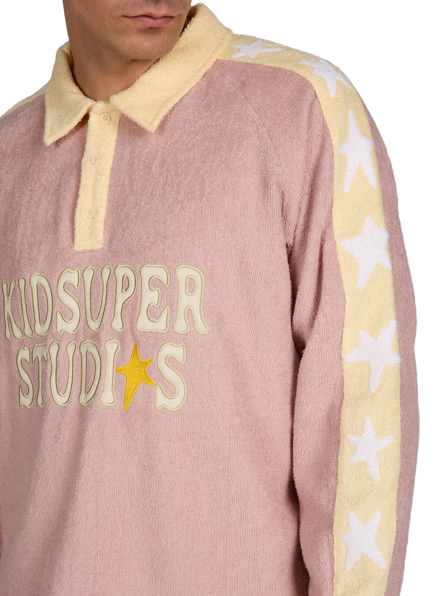 Sweat à col polo en tissu éponge de coton KIDSUPER Rose