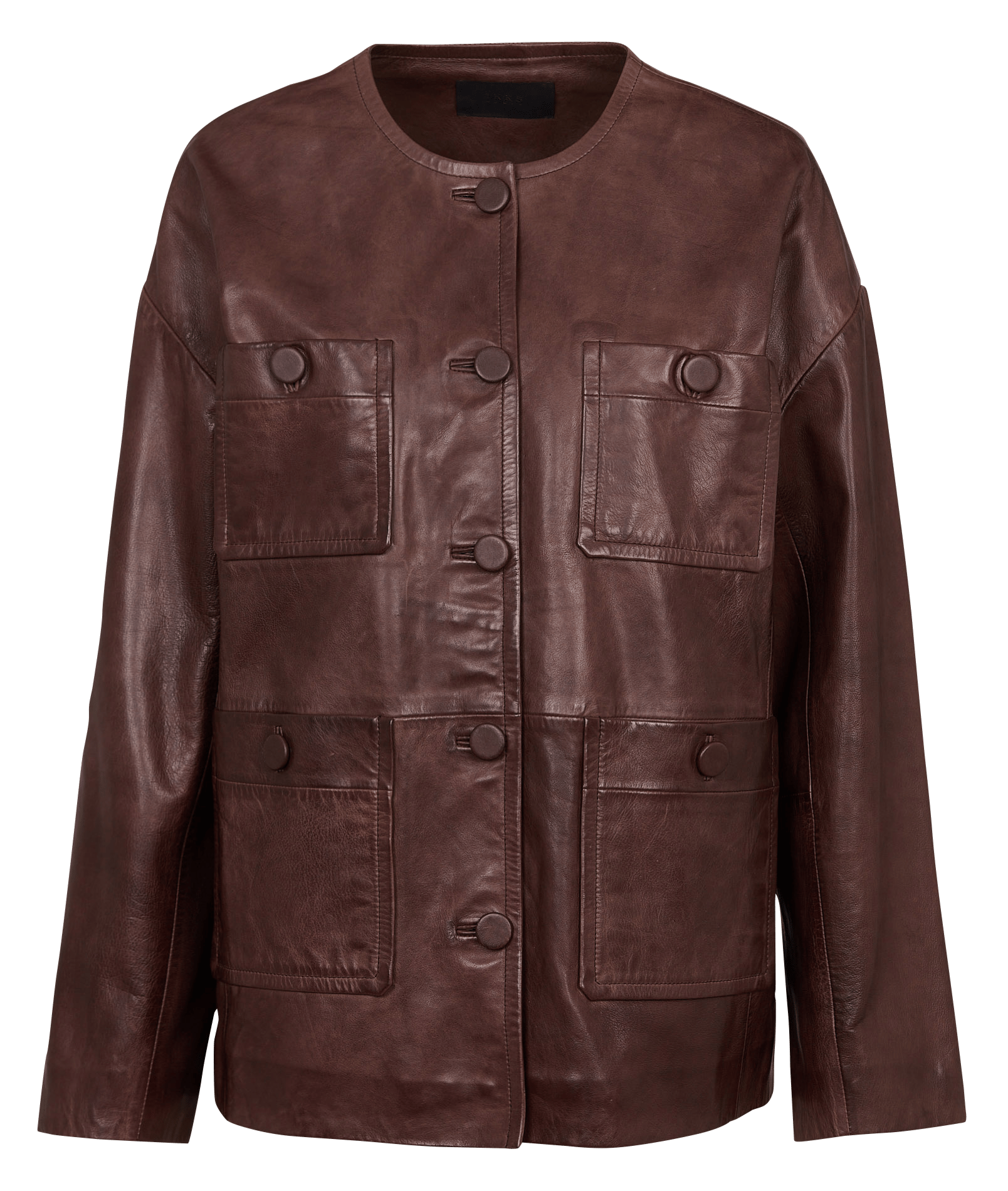 Veste oversize col rond en cuir IKKS Marron
